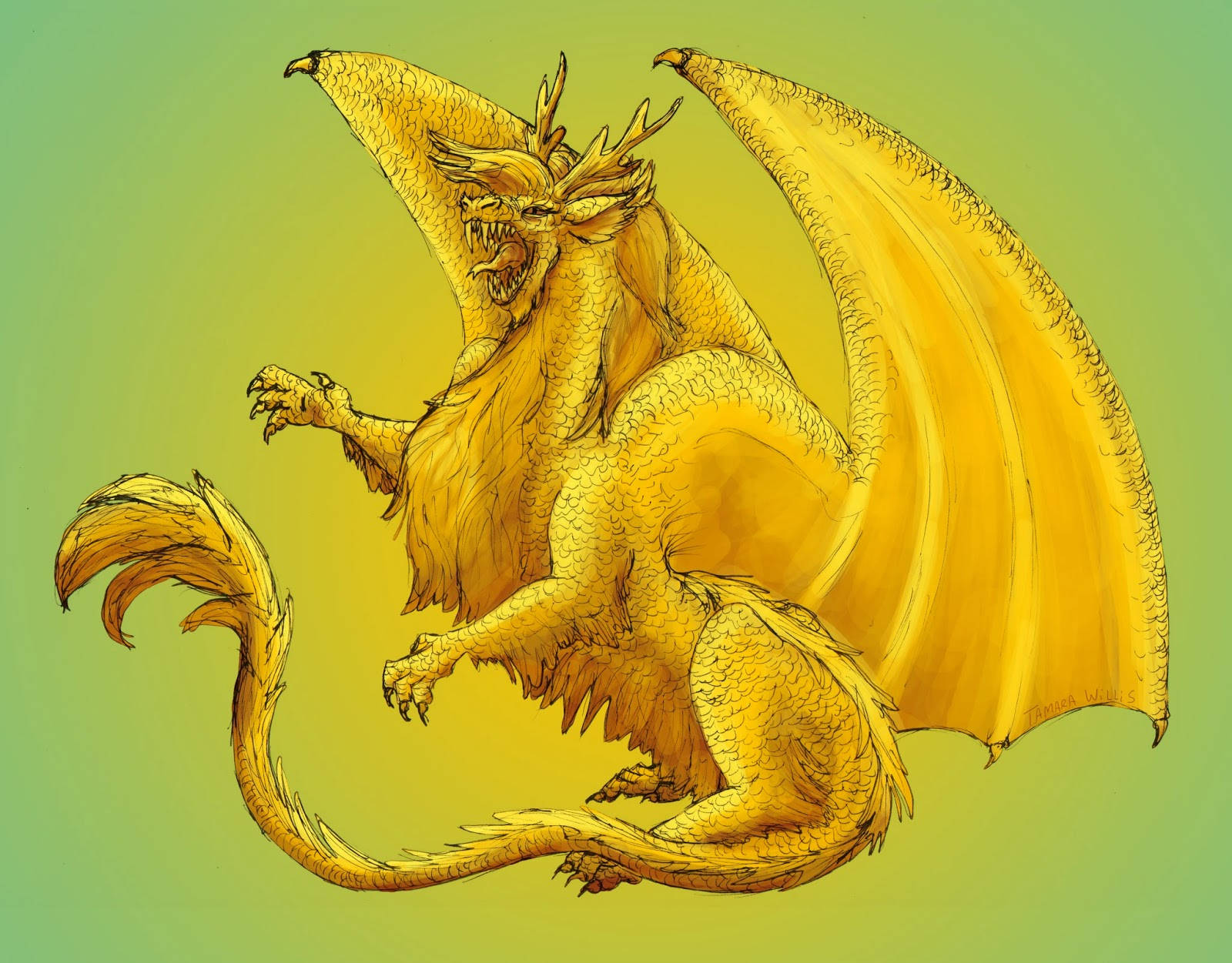 Gold Dragon Glow, golden dragon, detailed scales, HD Desktop Wallpaper