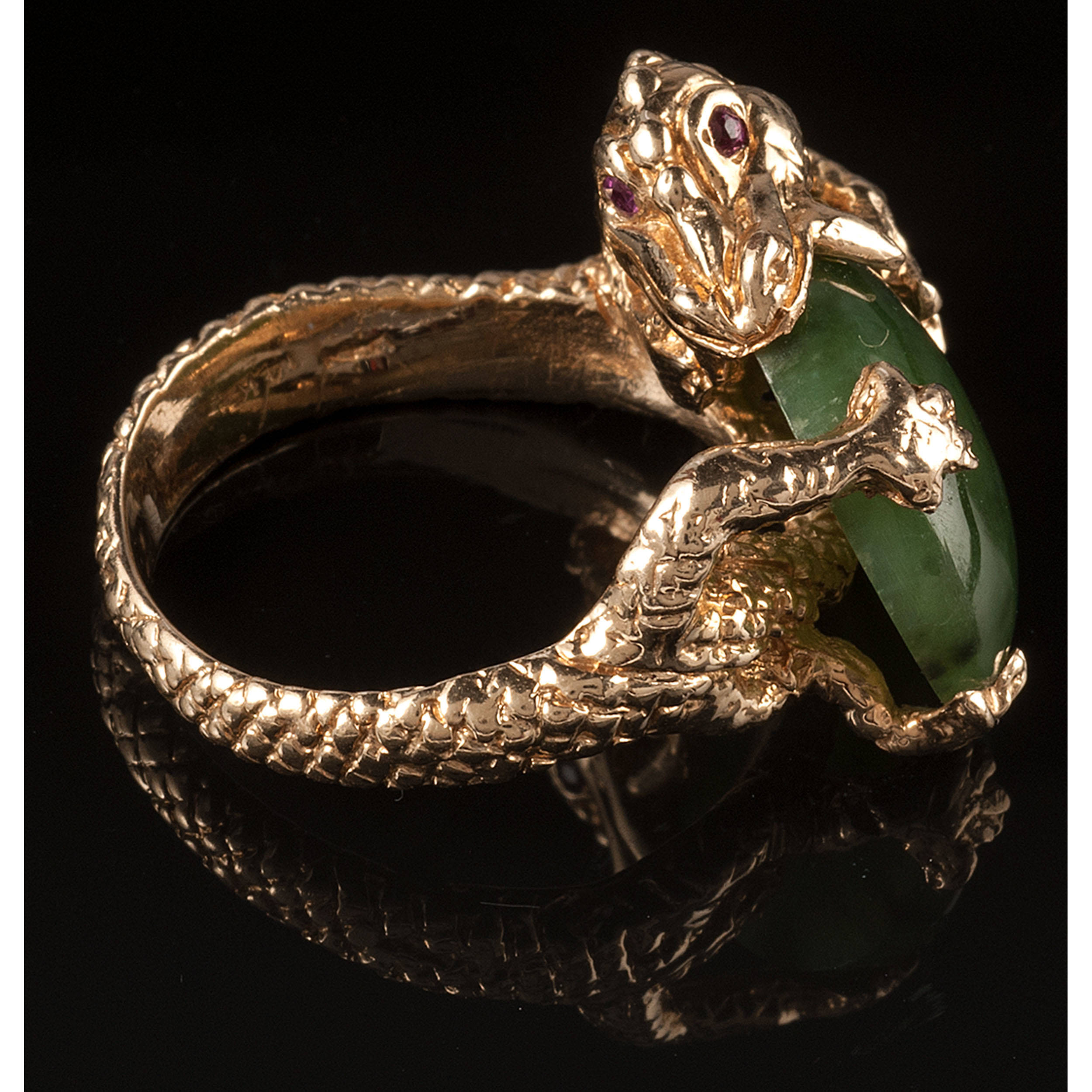 Gold Dragon Ring, ruby eyes, green jade stone, Full HD Desktop Wallpaper