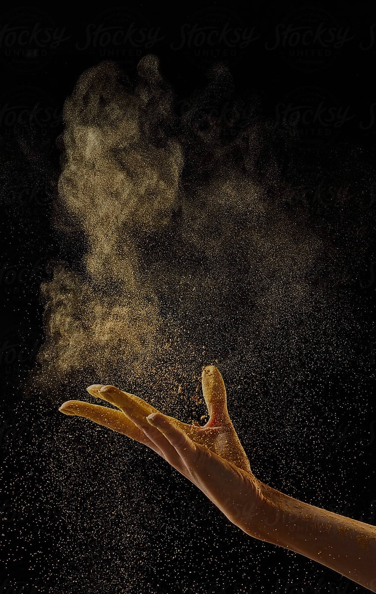 Gold Dust, hand, golden dust, Full HD Phone Wallpaper