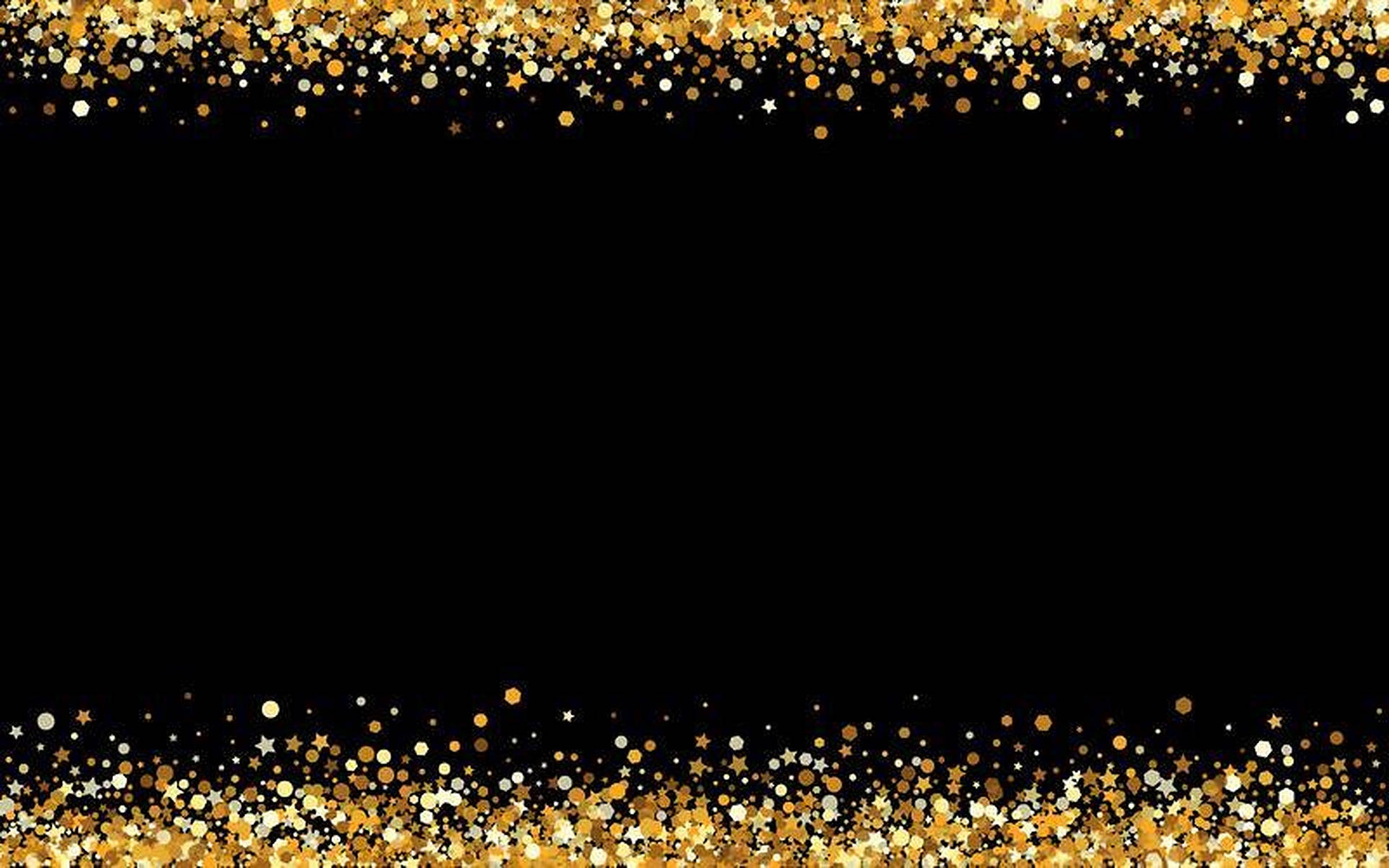 Gold Dust Border, shimmering gold glitter stars, shimmering gold glitter dots, Full HD Desktop Wallpaper