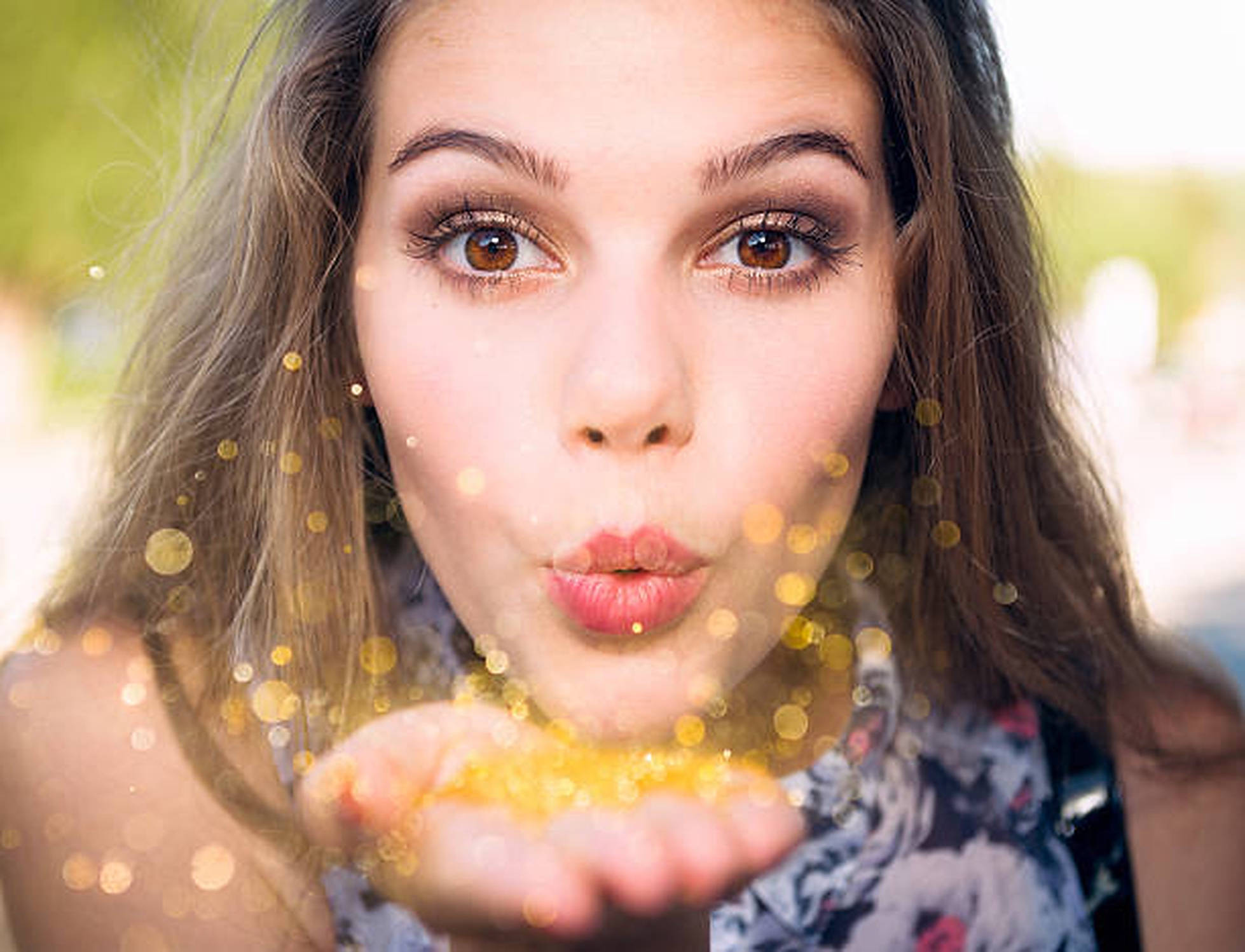 Gold Dust, golden glitter, cupped hands, Full HD Desktop Wallpaper