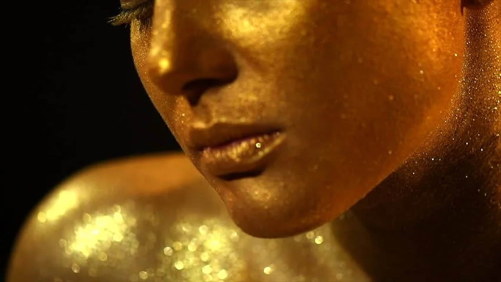 gold dust, shimmering gold glitter, dark background, Full HD Desktop Wallpaper