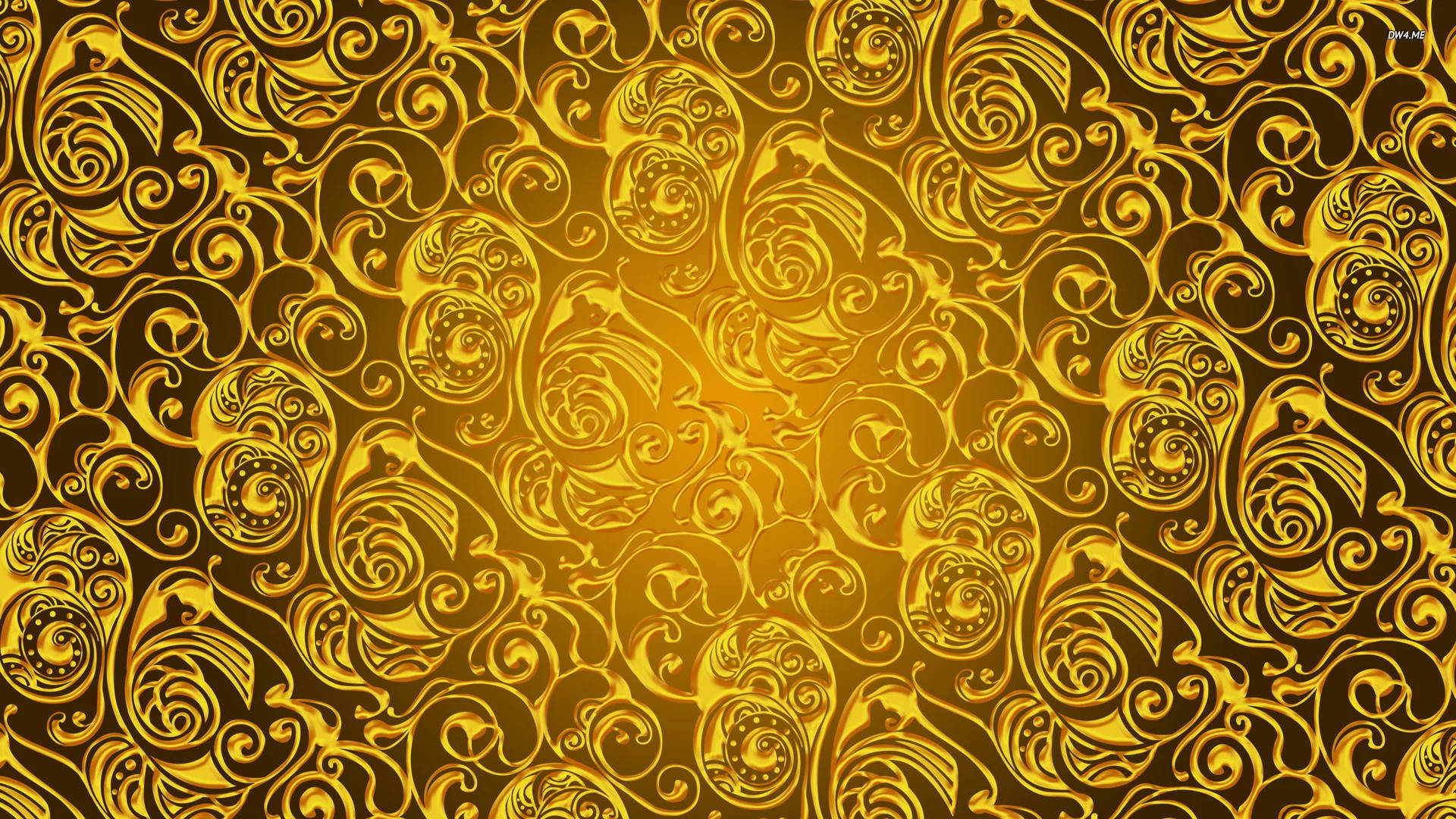 Gold Foil, golden ornamental pattern, swirling motifs, Full HD Desktop Wallpaper