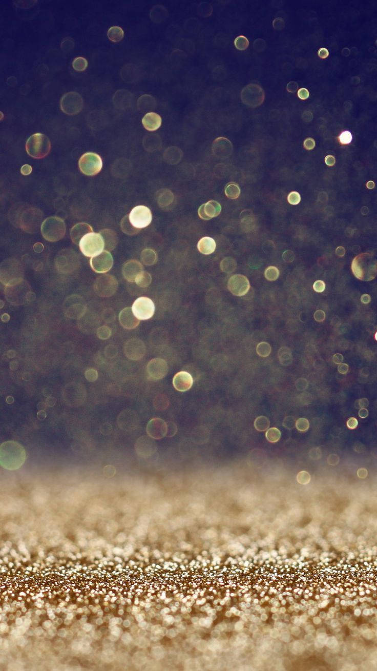 Falling Gold Glitter Sparkle iPhone, golden glitter particles, dark blue bokeh background, HD Phone Wallpaper