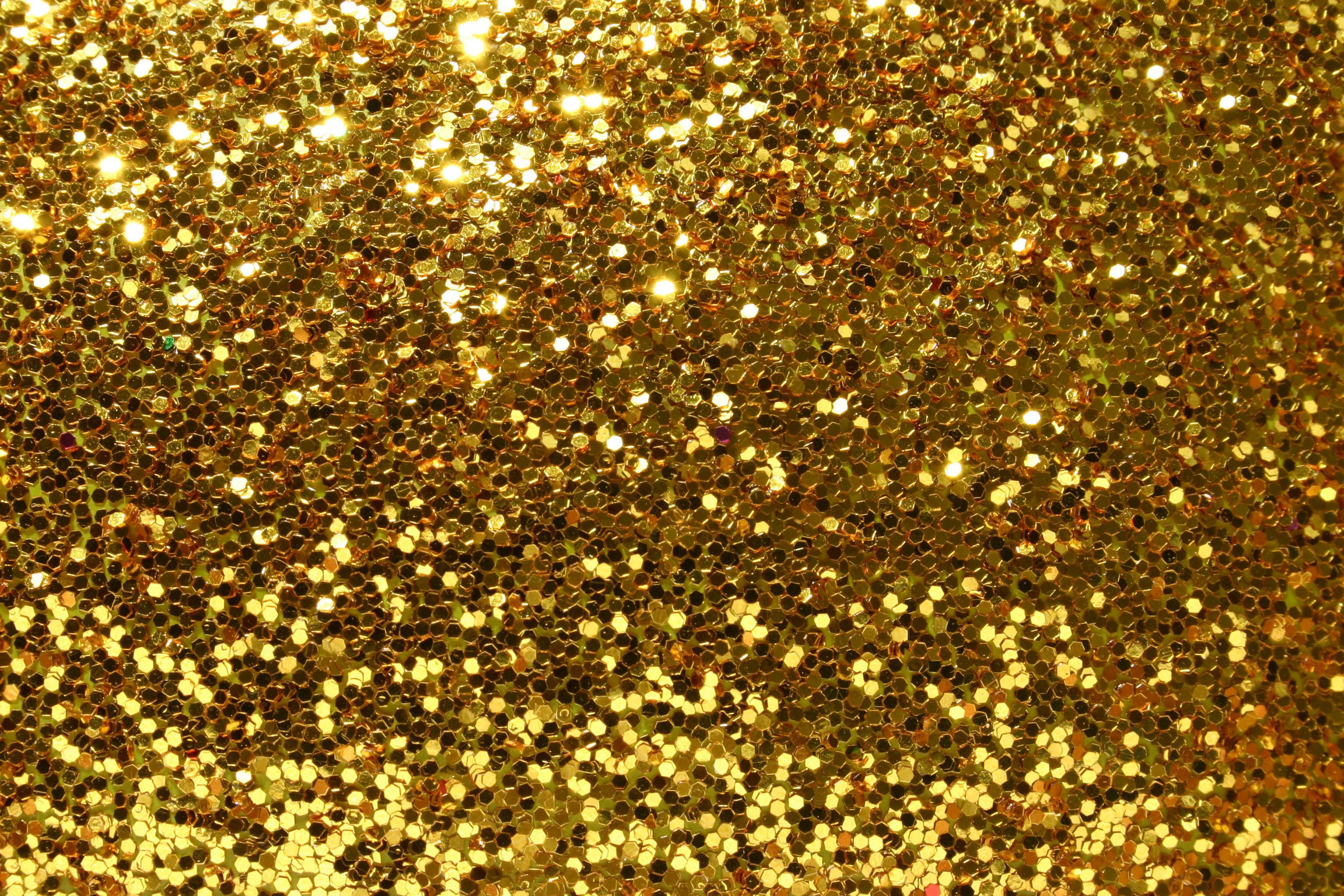 Dark Shining Gold Glitter, shimmering gold sequins, dazzling textured surface, 2K Desktop Wallpaper