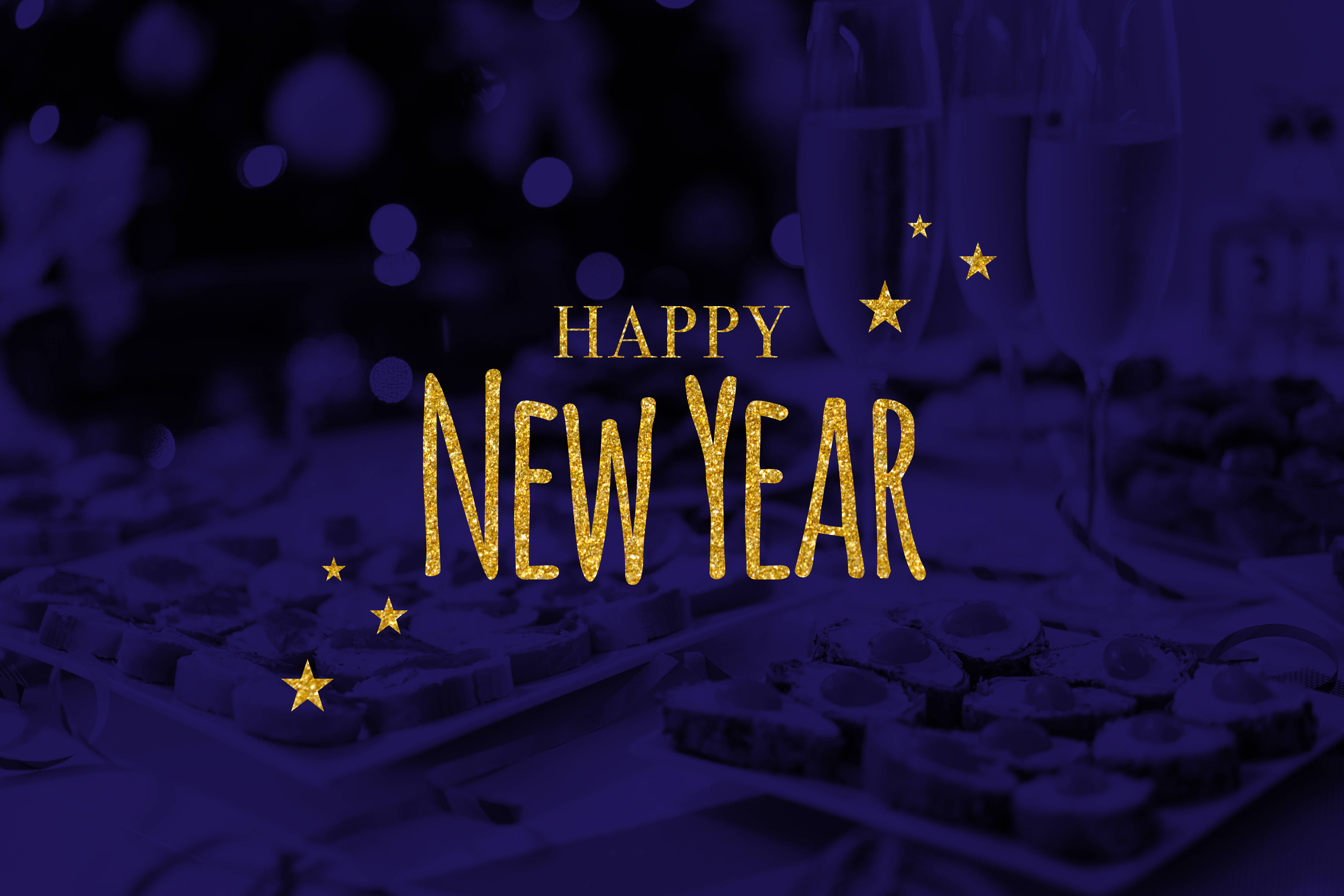Golden Happy New Year 2021, gold glittery, purple party table, 4K Desktop Wallpaper