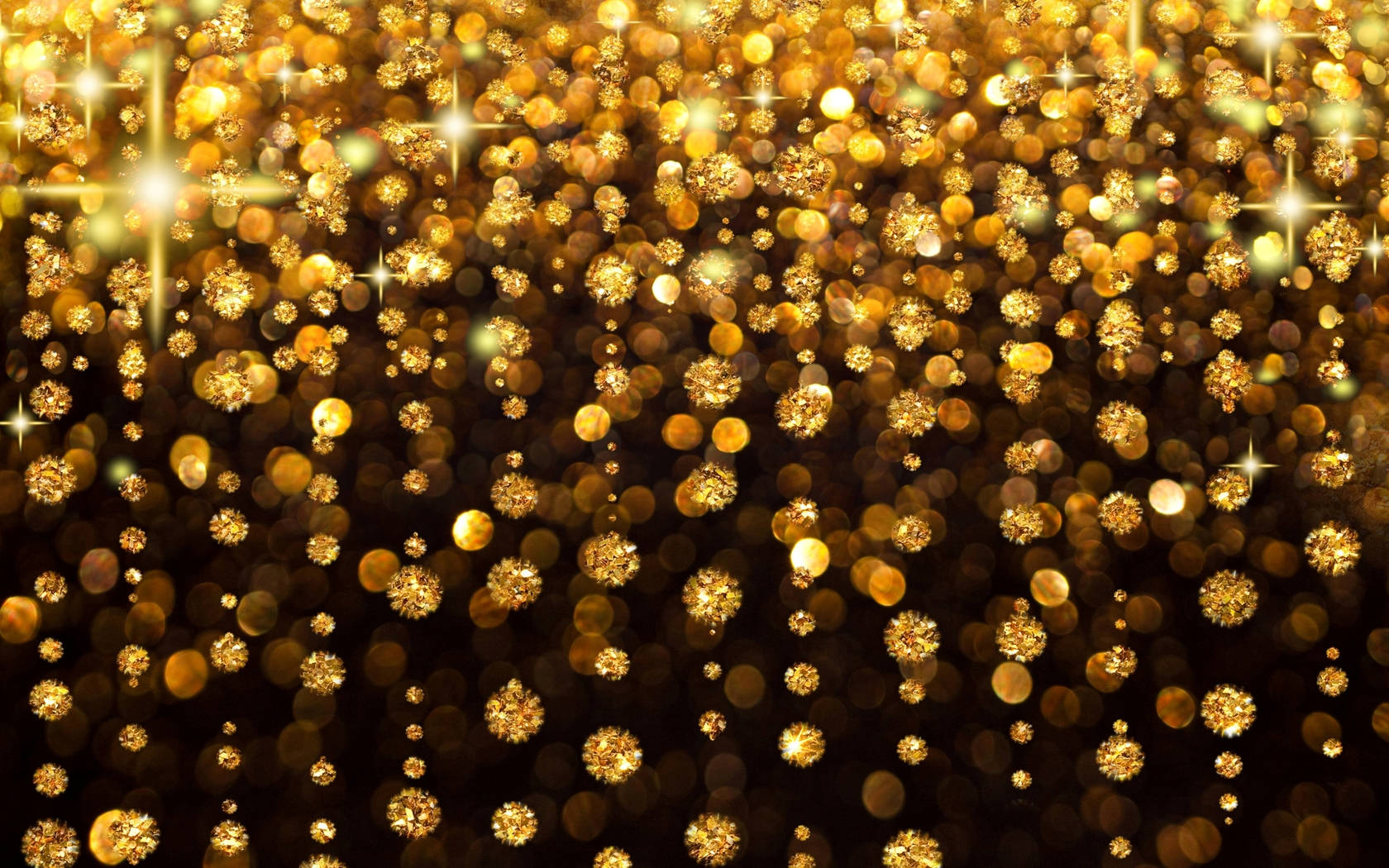 Sparkly Gold Rain Effects, golden bokeh lights, sparkling stars, HD Desktop Wallpaper