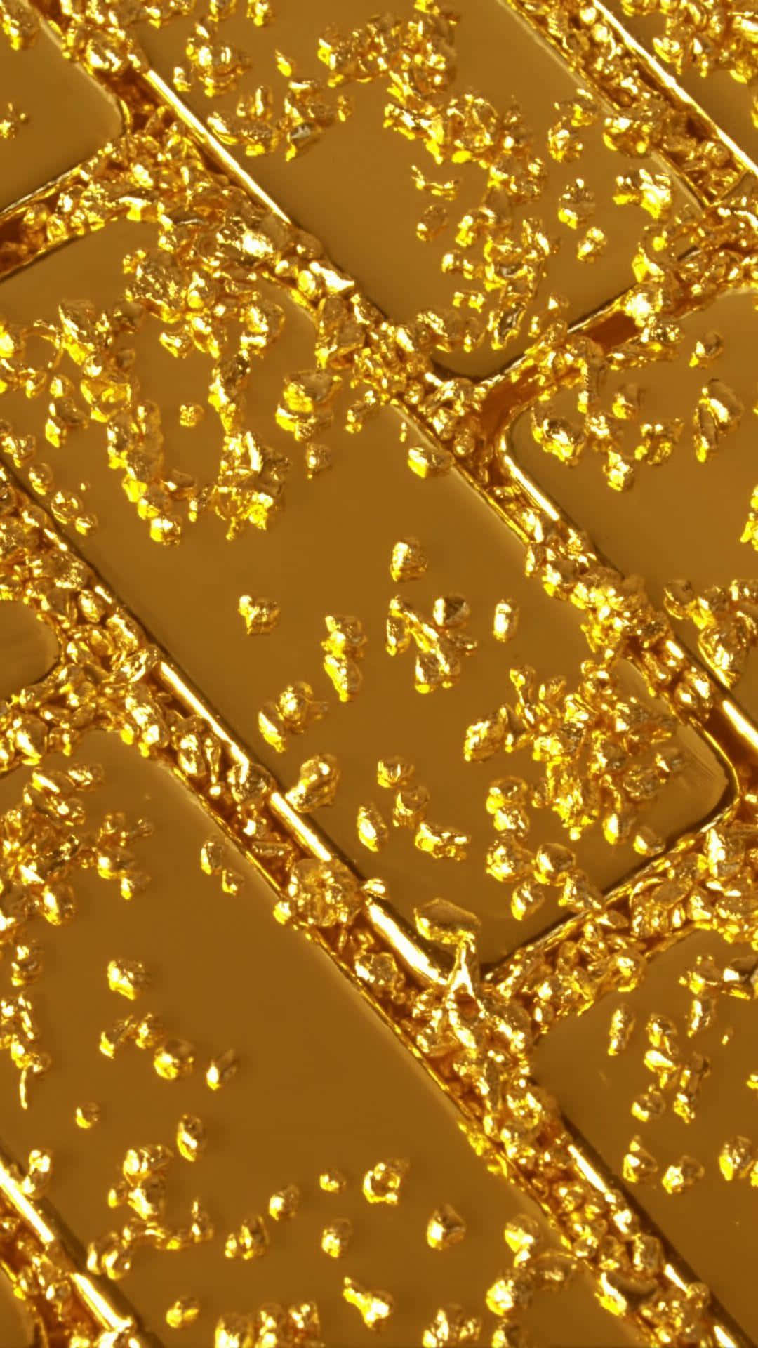 gold iPhone, shimmering gold flakes, smooth golden bars, Full HD Phone Wallpaper