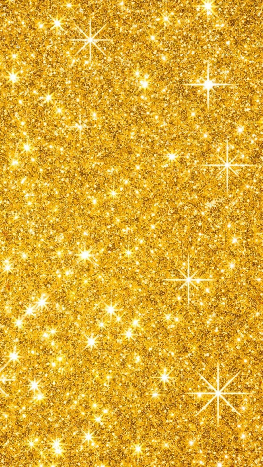 Gold iPhone, glitter background, sparkling white starbursts, Full HD Phone Wallpaper