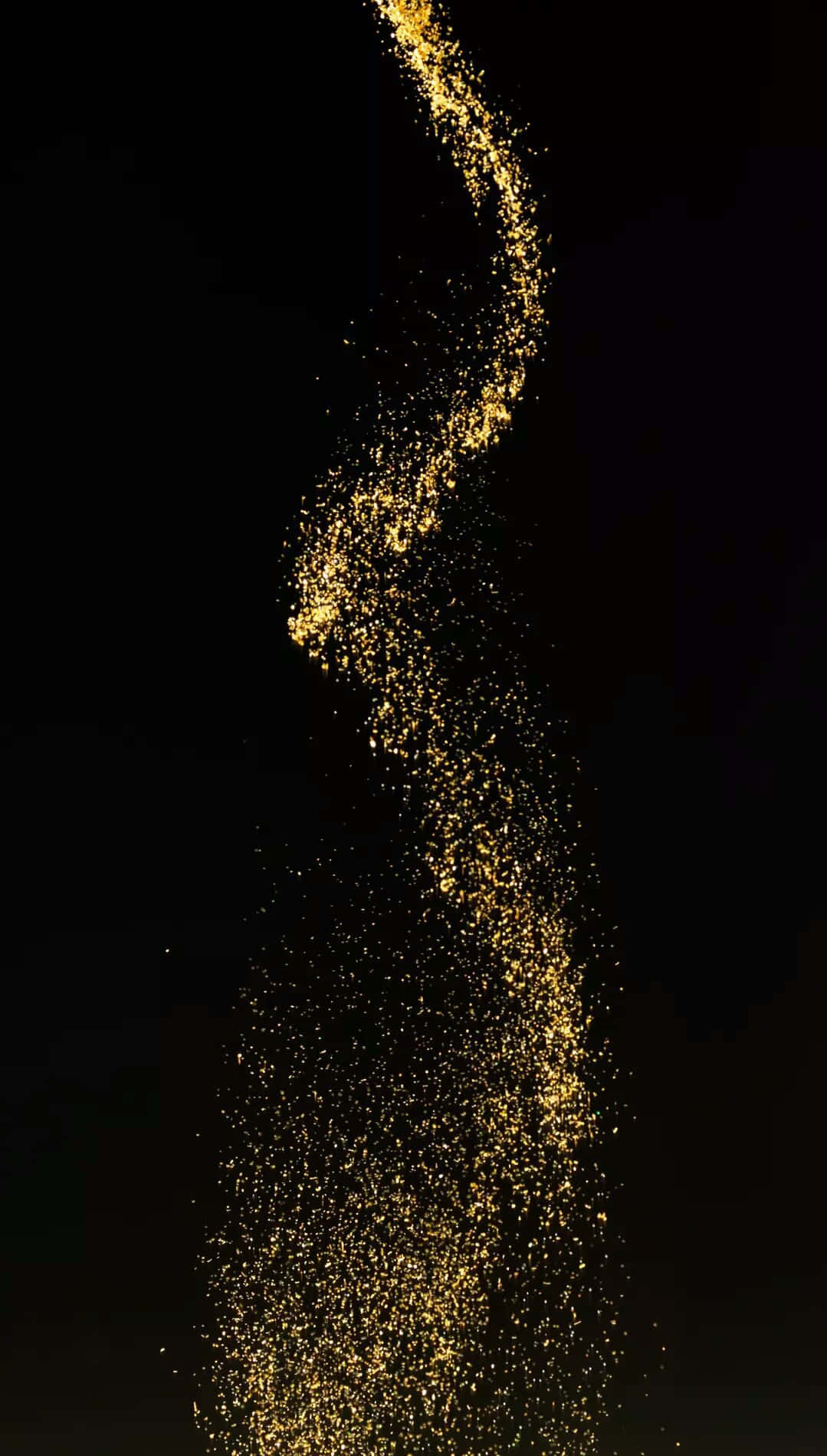 gold iPhone, glowing golden particles, pure black background, HD Phone Wallpaper