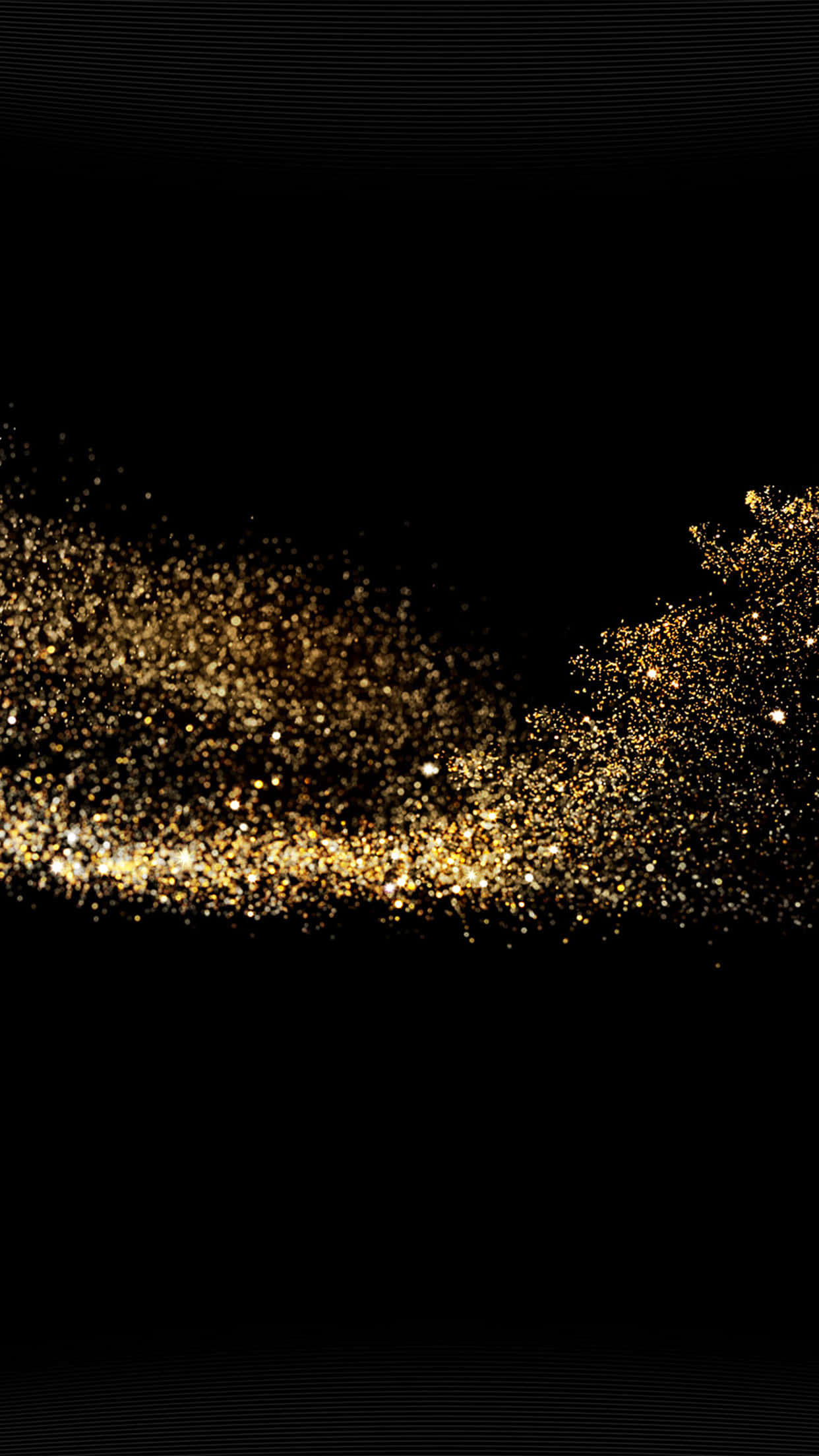 Gold iPhone, golden glitter particles, stark black background, Full HD Phone Wallpaper