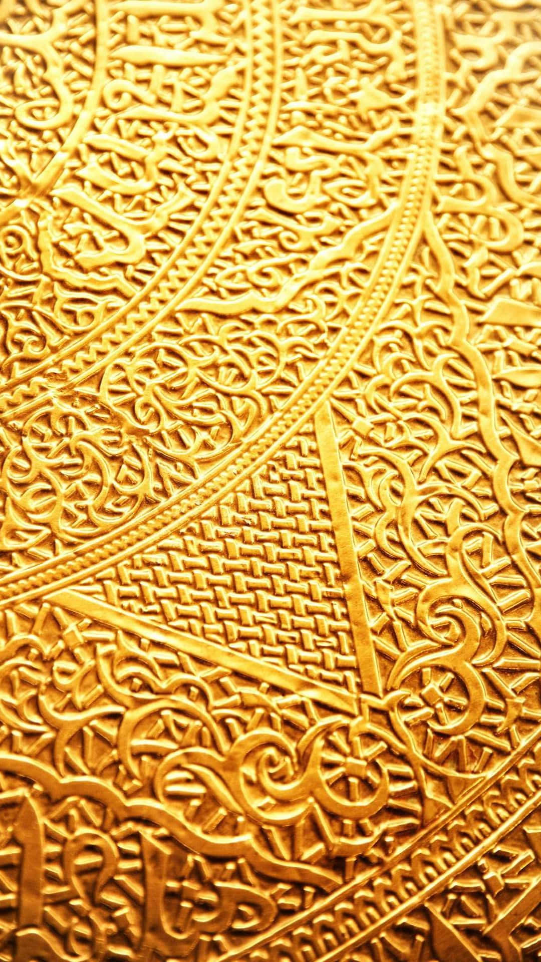 Gold iPhone, Islamic calligraphy, geometric patterns, Full HD Phone Wallpaper