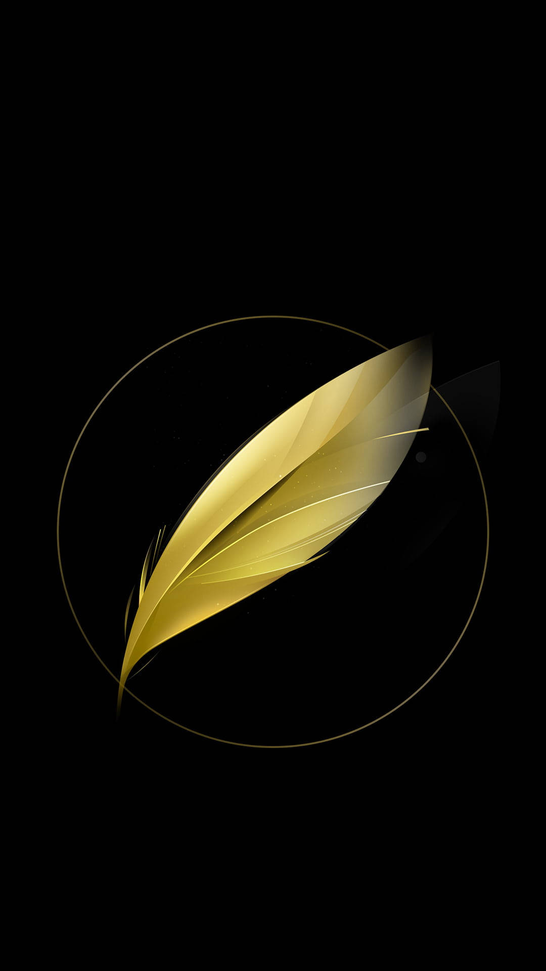 feather, black, gold, Full HD Phone Wallpaper