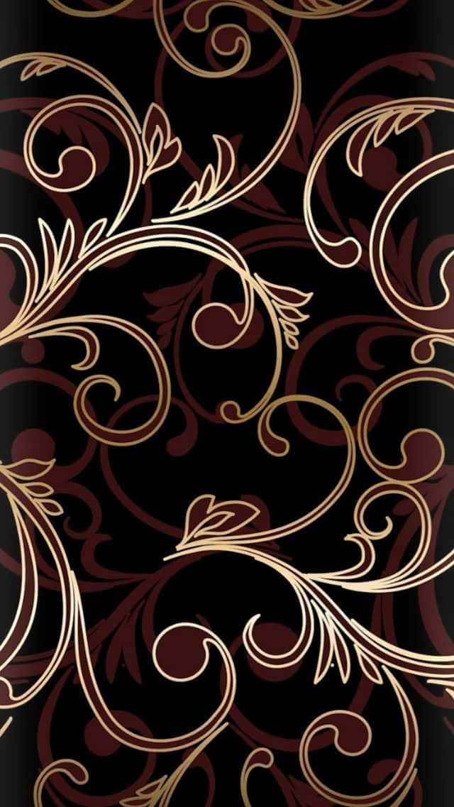 Art Deco, gold leaf, golden swirls, SD Phone Wallpaper