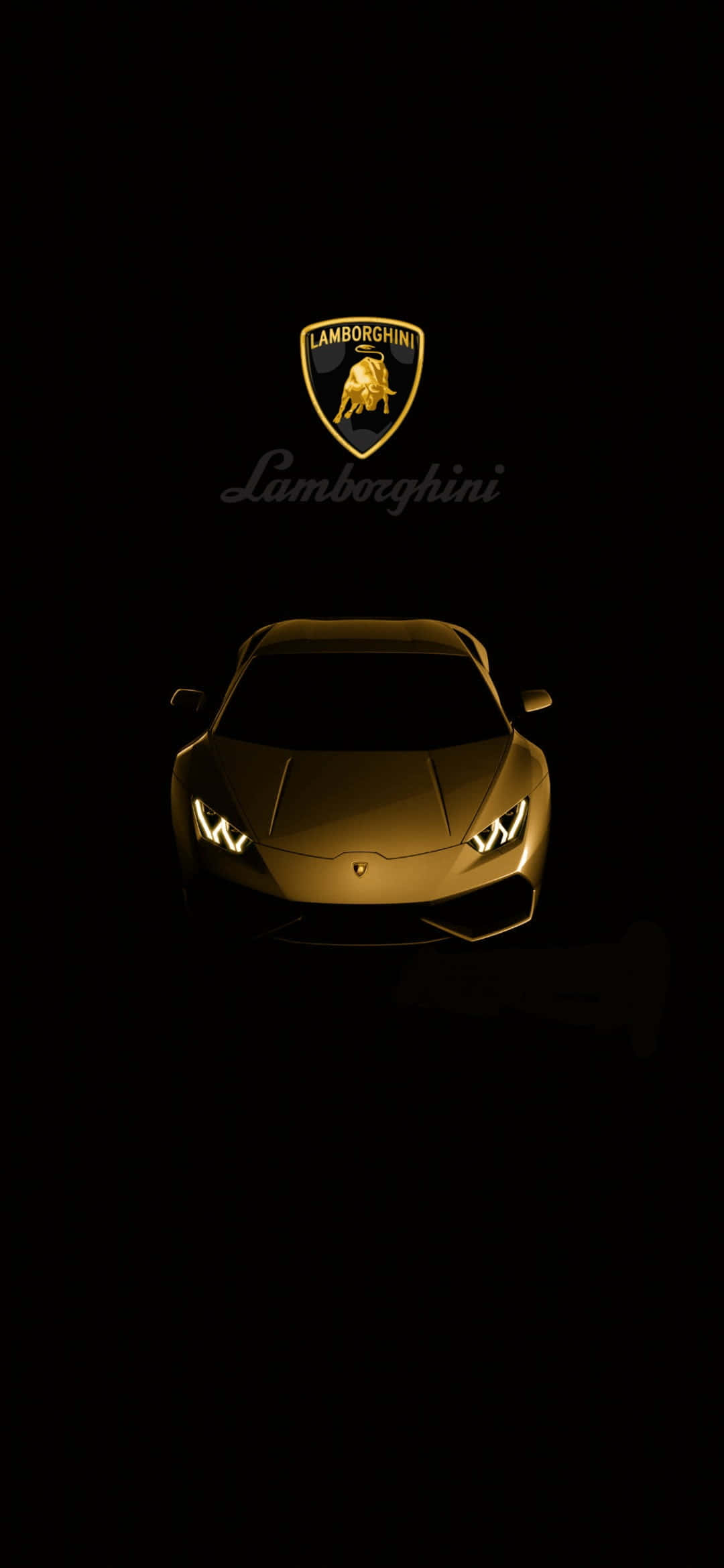 Gold Lamborghini, Lamborghini, illuminated headlights, Full HD Phone Wallpaper
