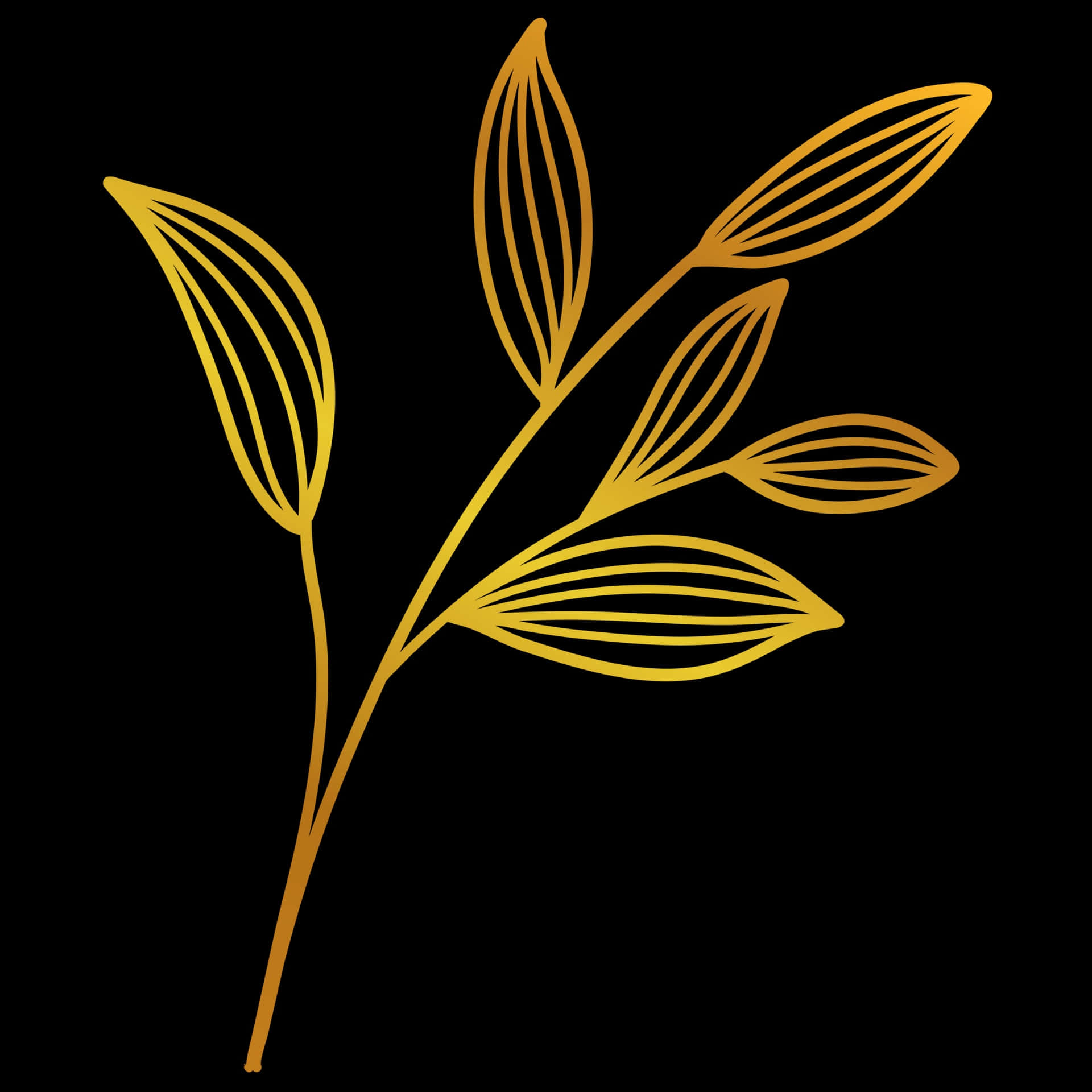golden leaf, minimalist, golden plant illustration, Full HD Desktop Wallpaper