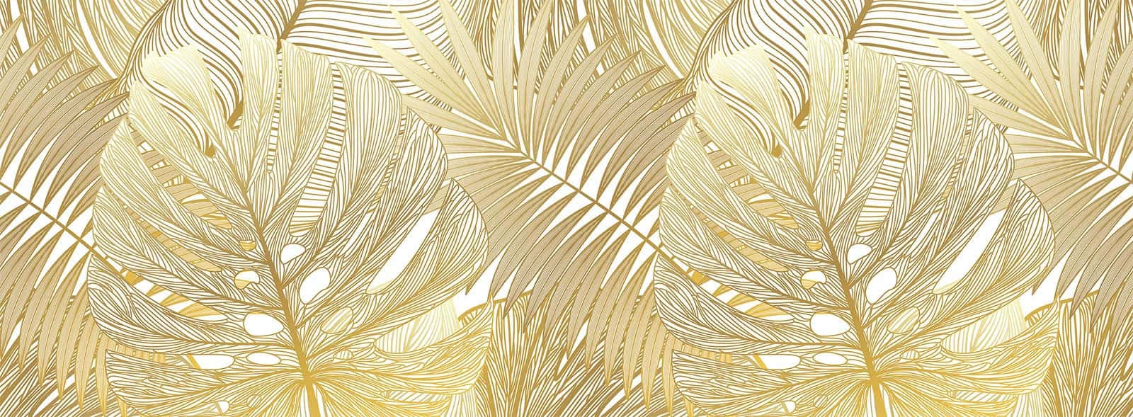 gold leaf, monstera, palm leaf, HD Desktop Wallpaper