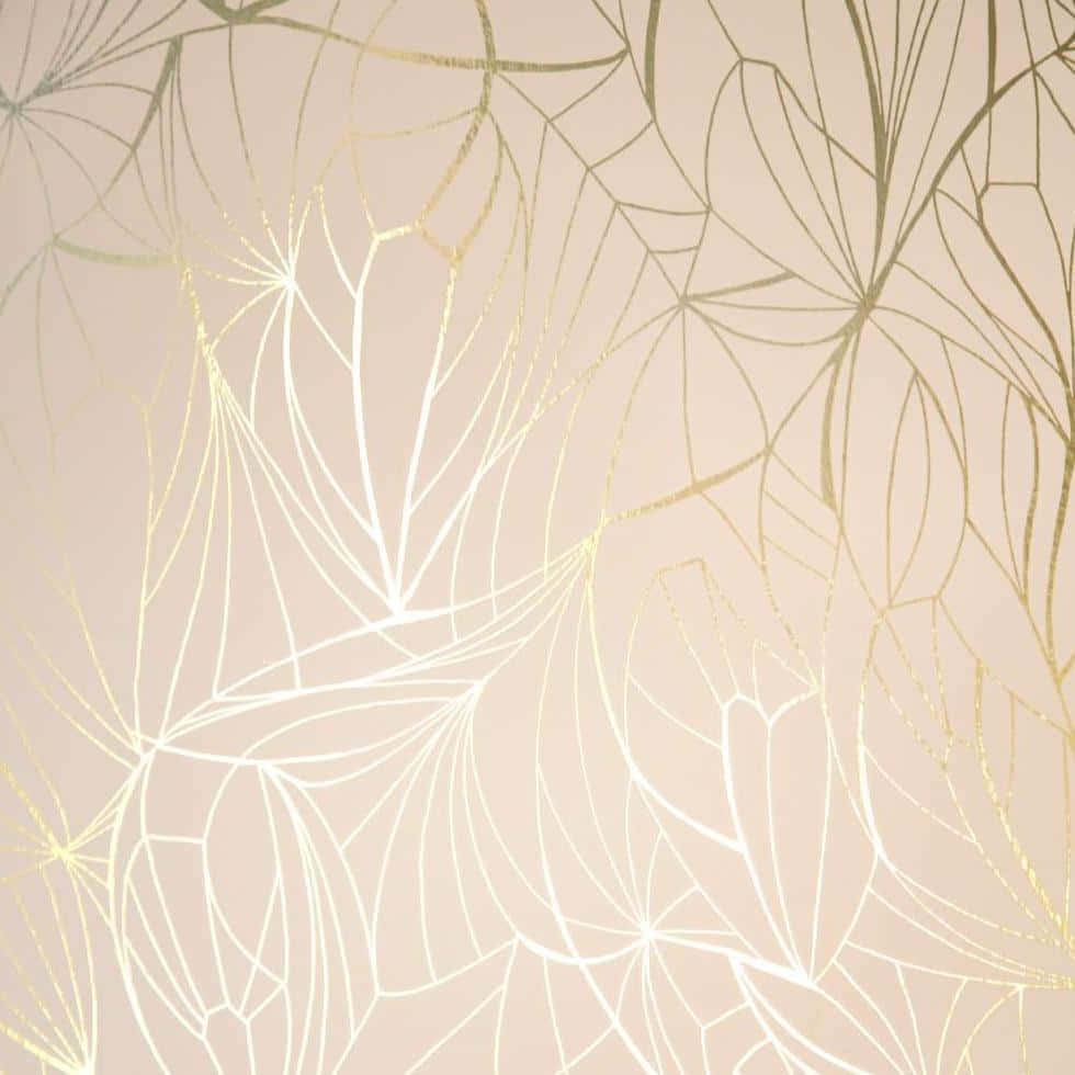 Gold Leaf, cream background, gold, SD Desktop Wallpaper