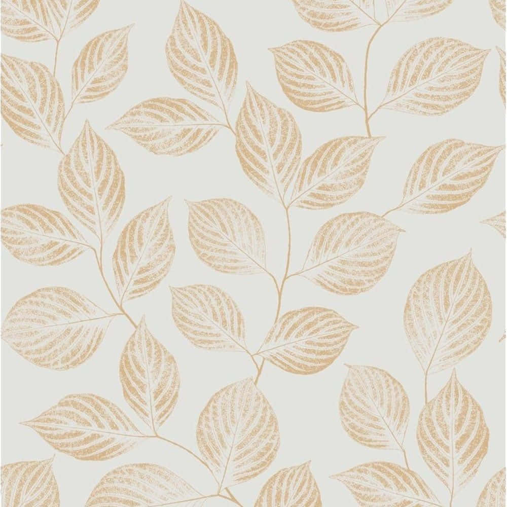 Gold Leaf Pattern, golden leaves, soft cream background, SD Desktop Wallpaper
