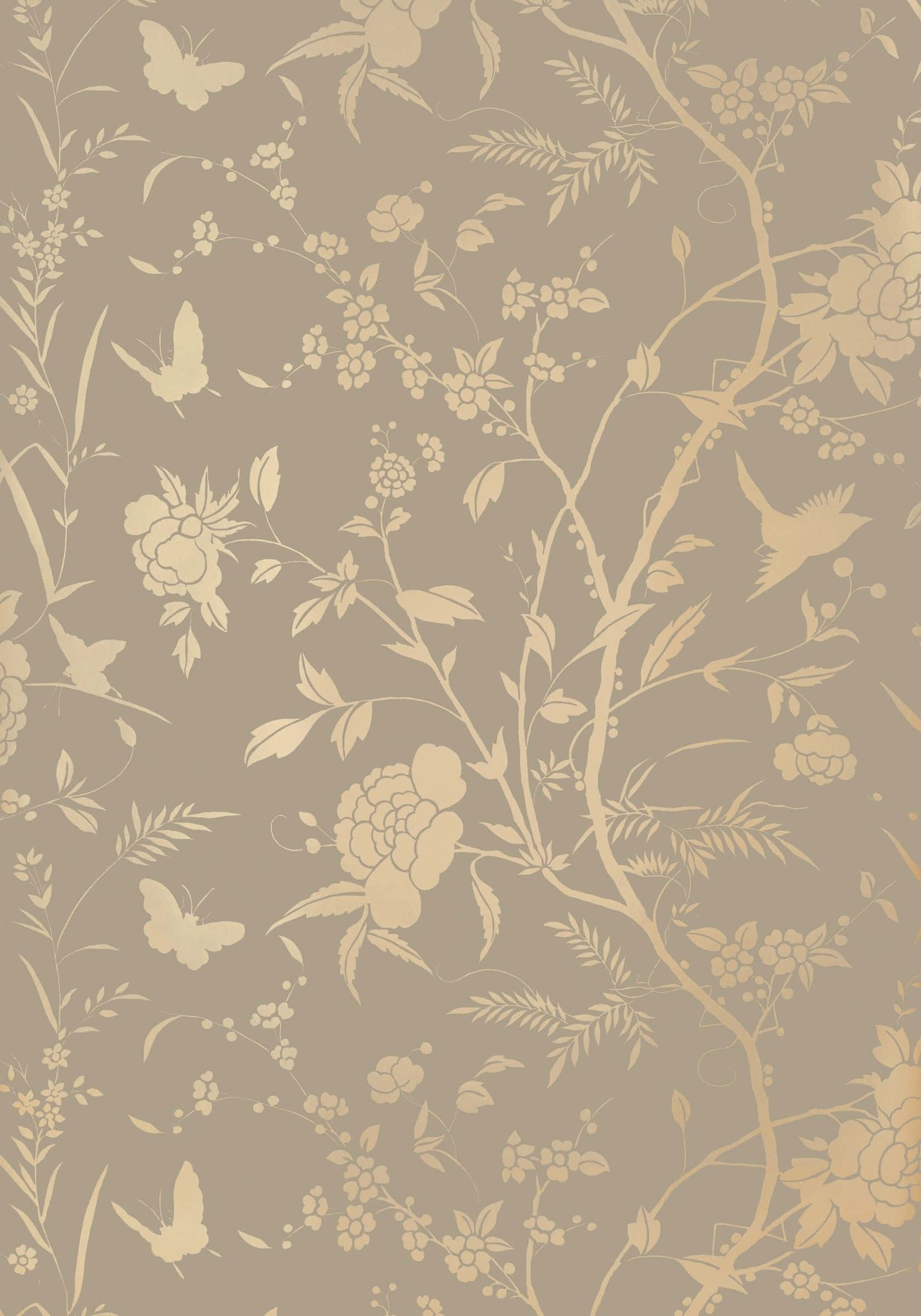 Gold Leaf, floral pattern, beige, Full HD Phone Wallpaper
