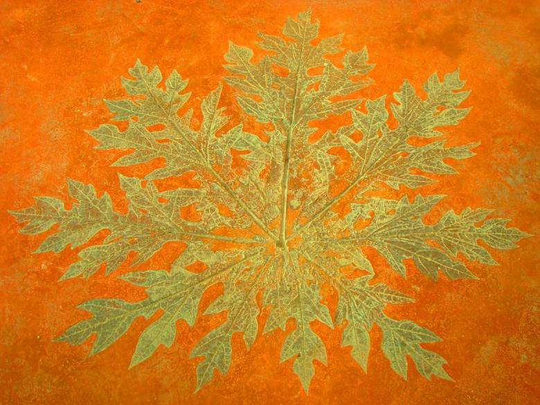 gold texture leaf, orange, green papaya leaf, SD Desktop Wallpaper