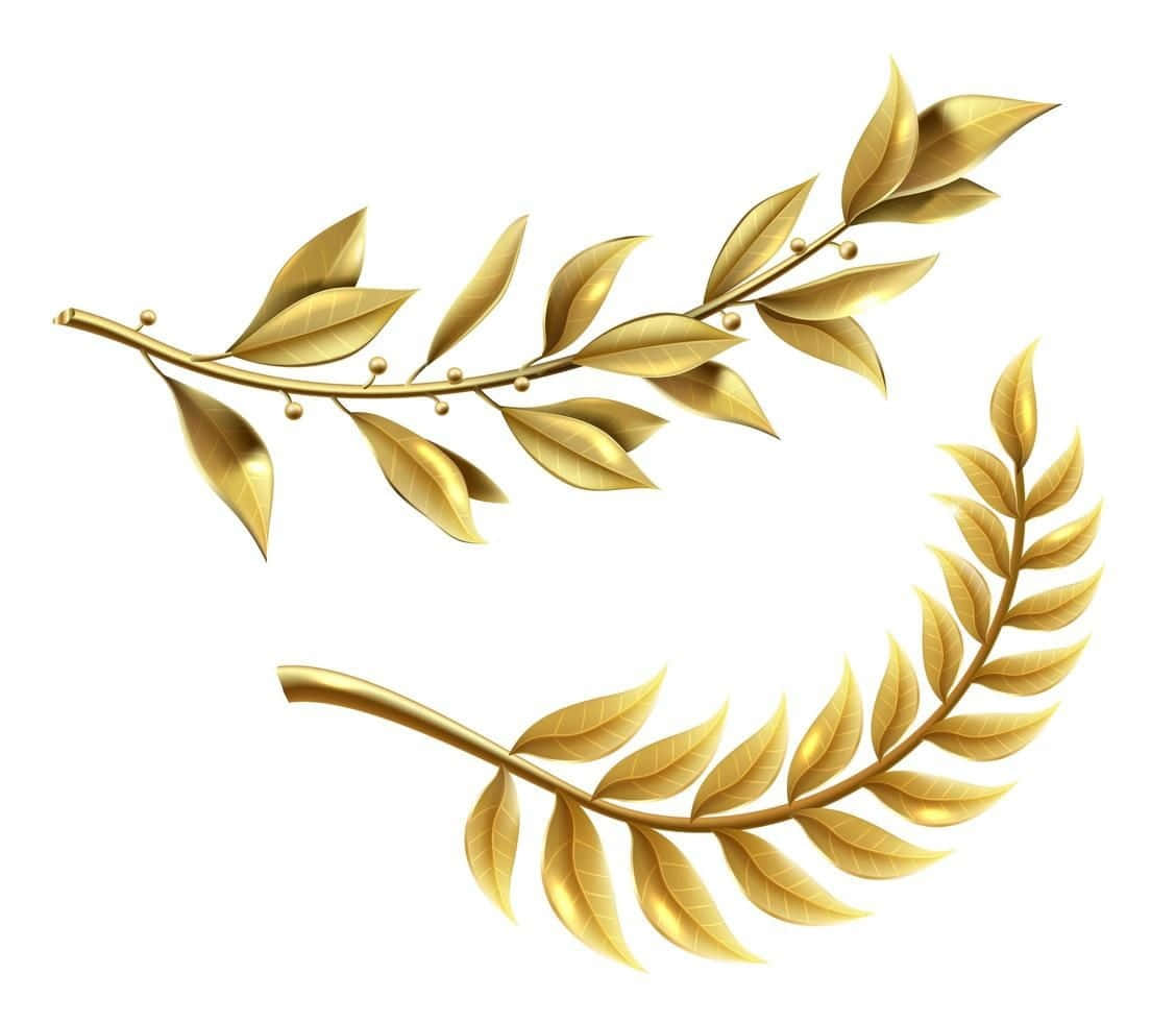 elegant gold leaf branches, golden laurel wreaths, detailed leaves, SD Desktop Wallpaper