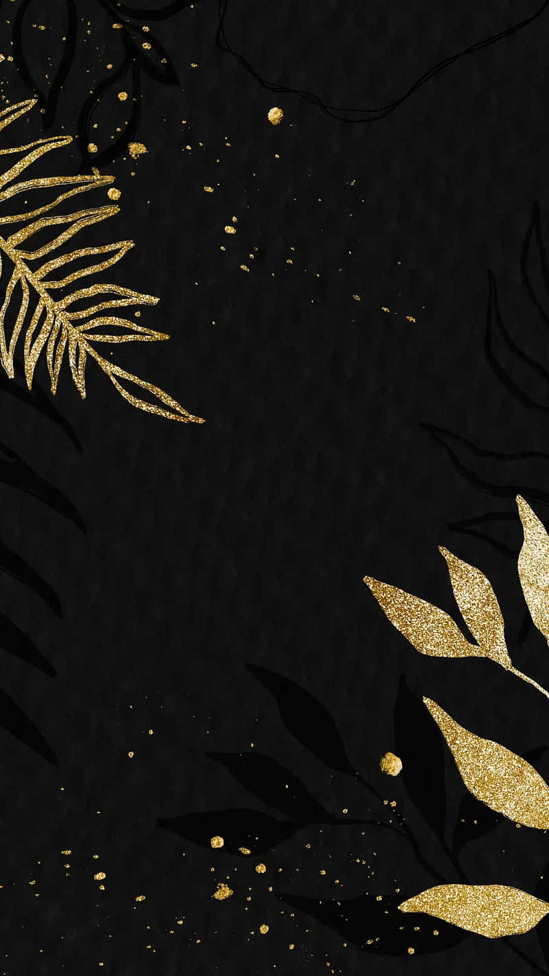 dark golden leaves, glittering gold fern leaves, gold speckles, HD Phone Wallpaper