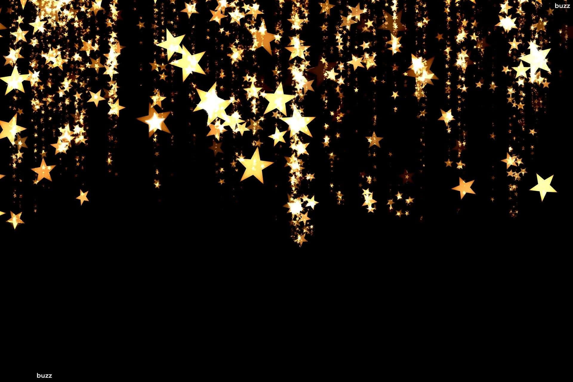 gold stars, golden stars, night sky, Full HD Desktop Wallpaper