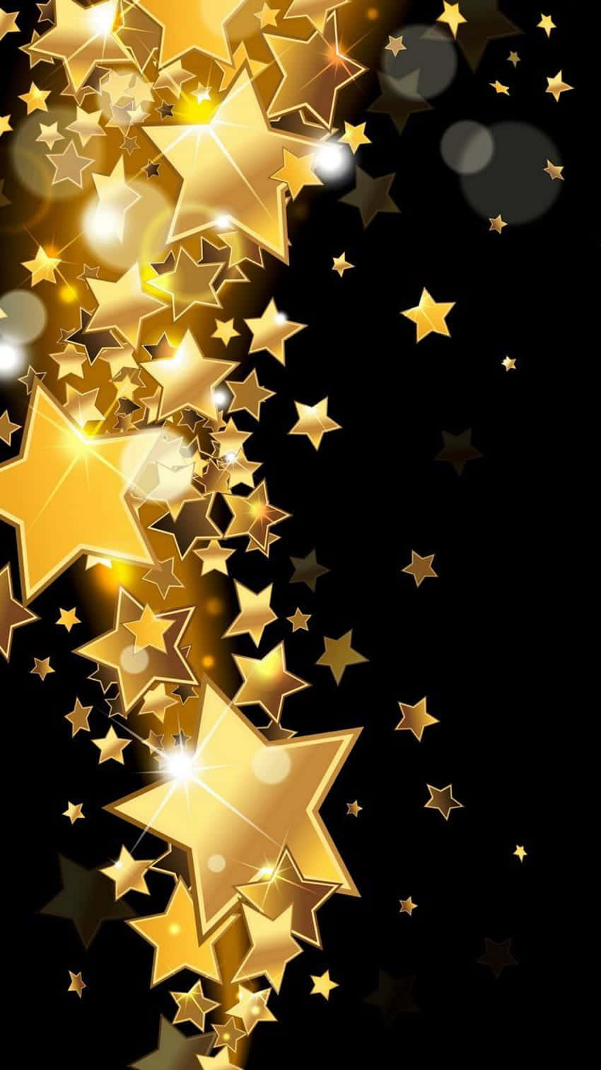Gold Stars, golden stars, black background, HD Phone Wallpaper