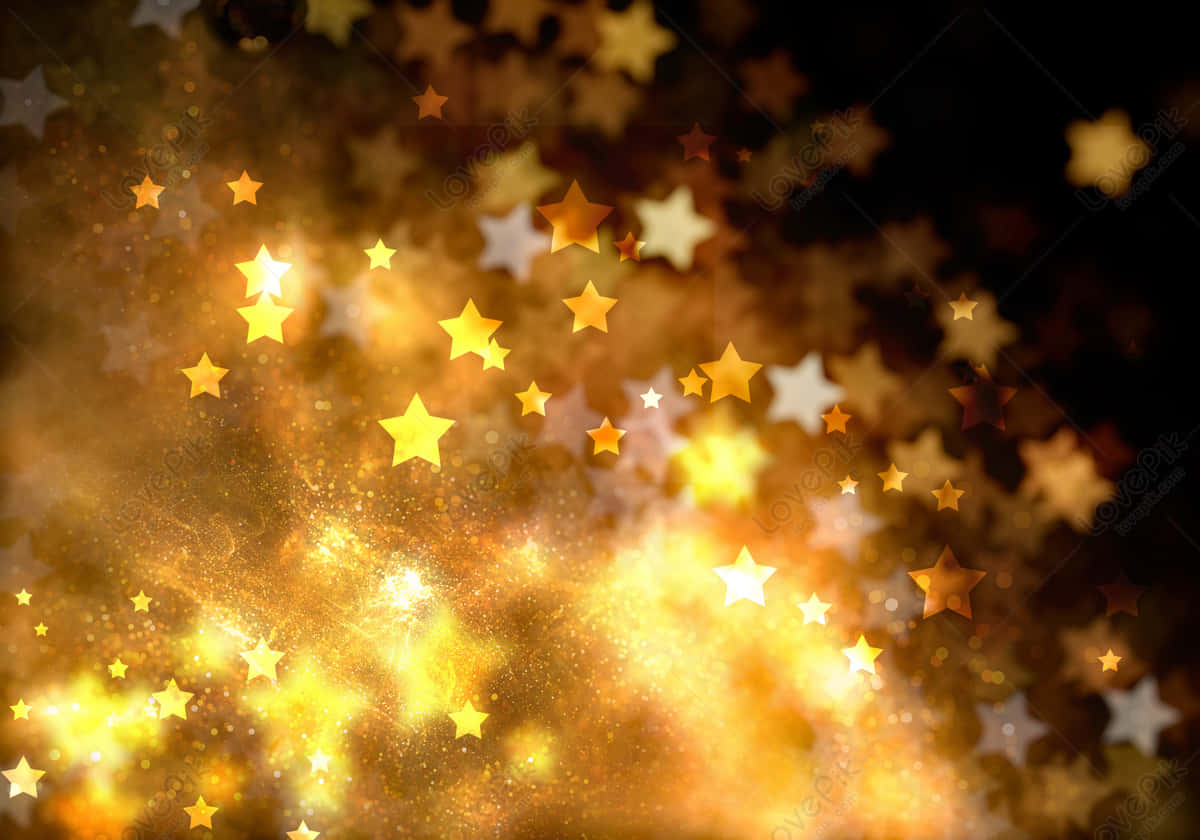 Gold Stars, night sky, golden stars, SD Desktop Wallpaper