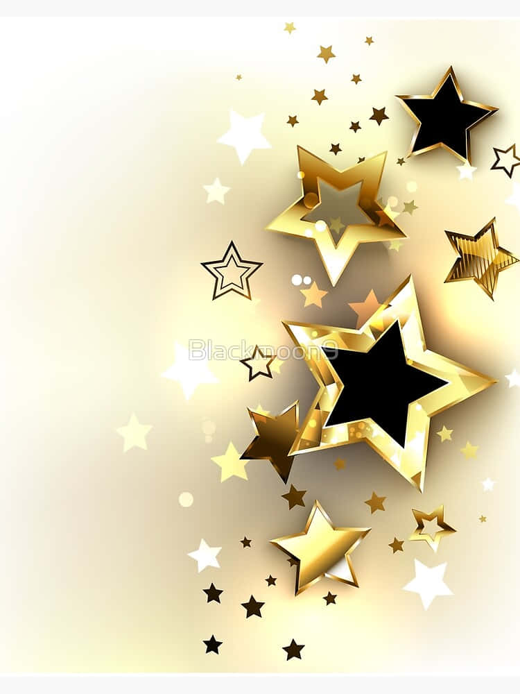 Gold Stars, golden, white, SD Phone Wallpaper