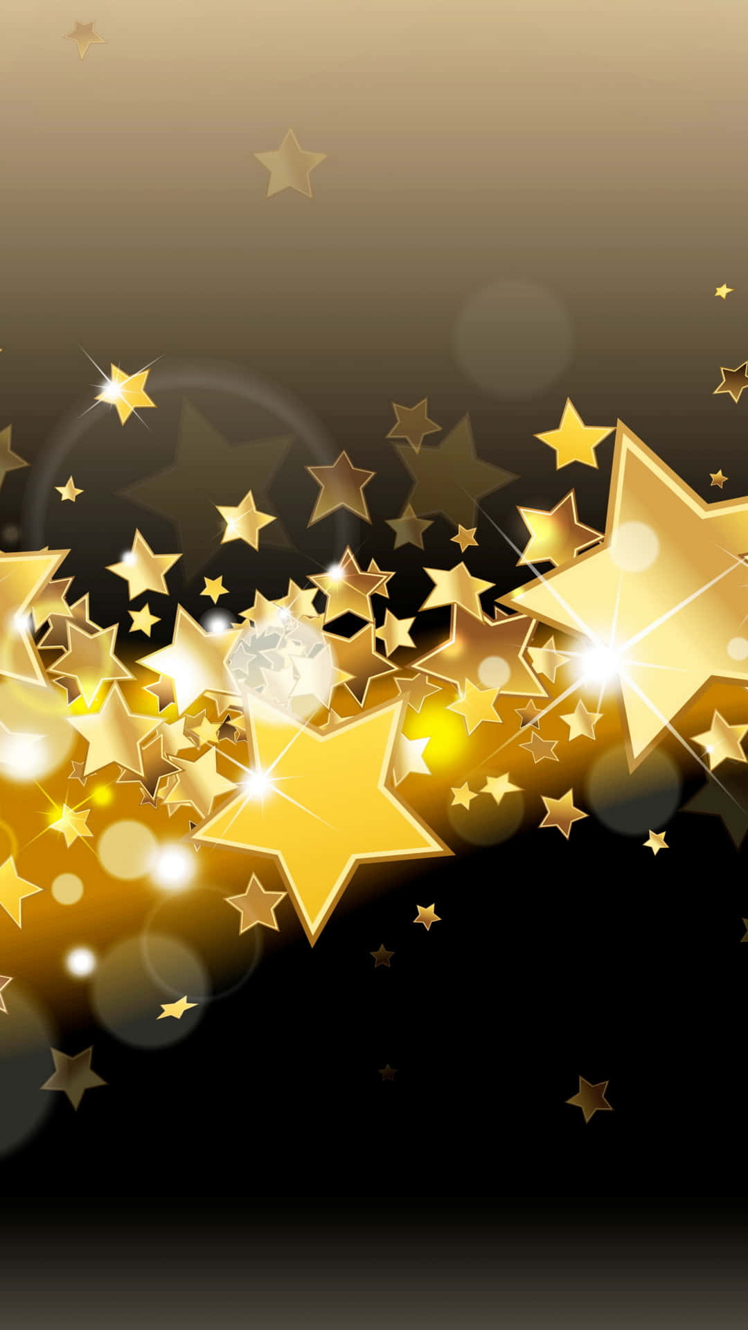 Gold Stars, golden stars, gradient background, Full HD Phone Wallpaper