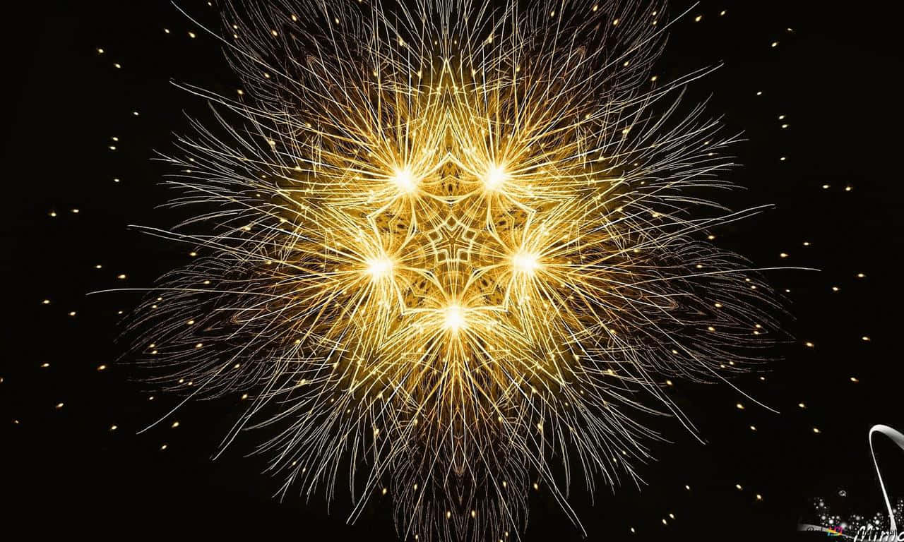 Gold Stars, golden fractal explosion, symmetrical starburst patterns, HD Desktop Wallpaper