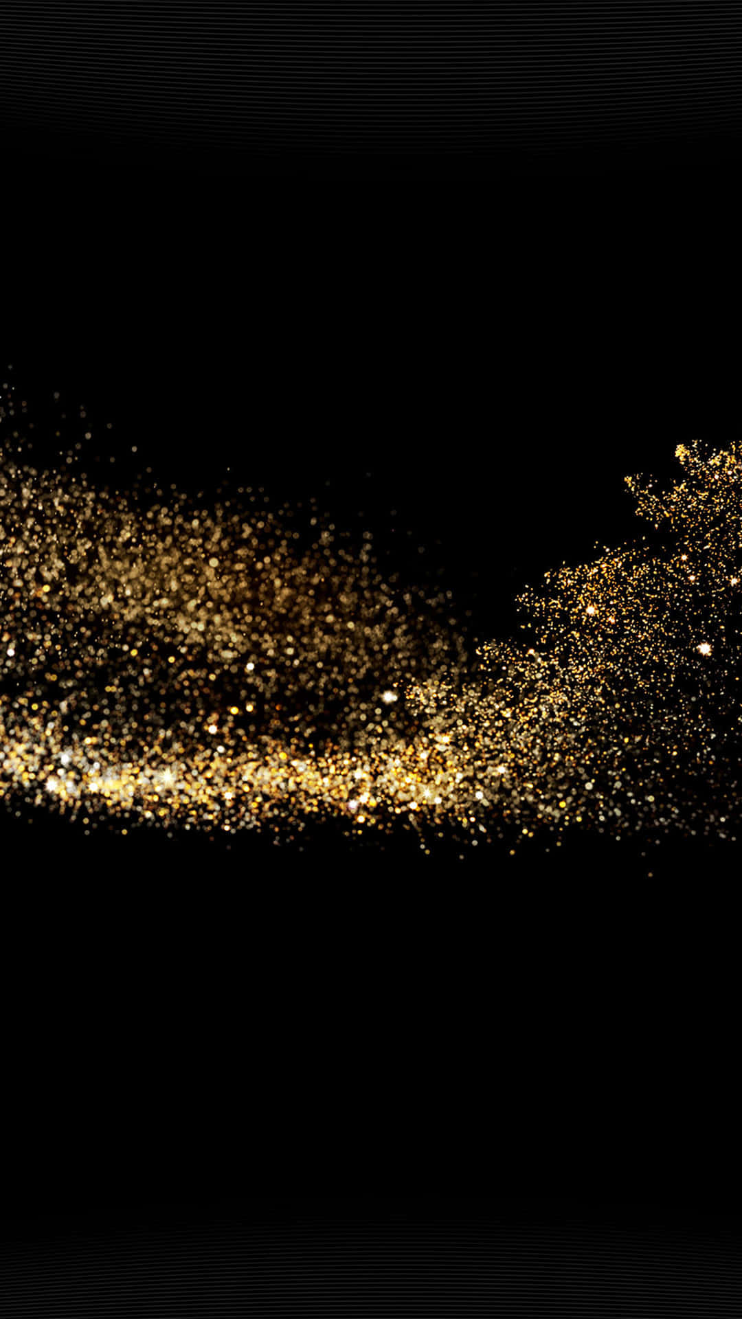 golden glitter particles, deep black background, subtle horizontal lines, Full HD Phone Wallpaper
