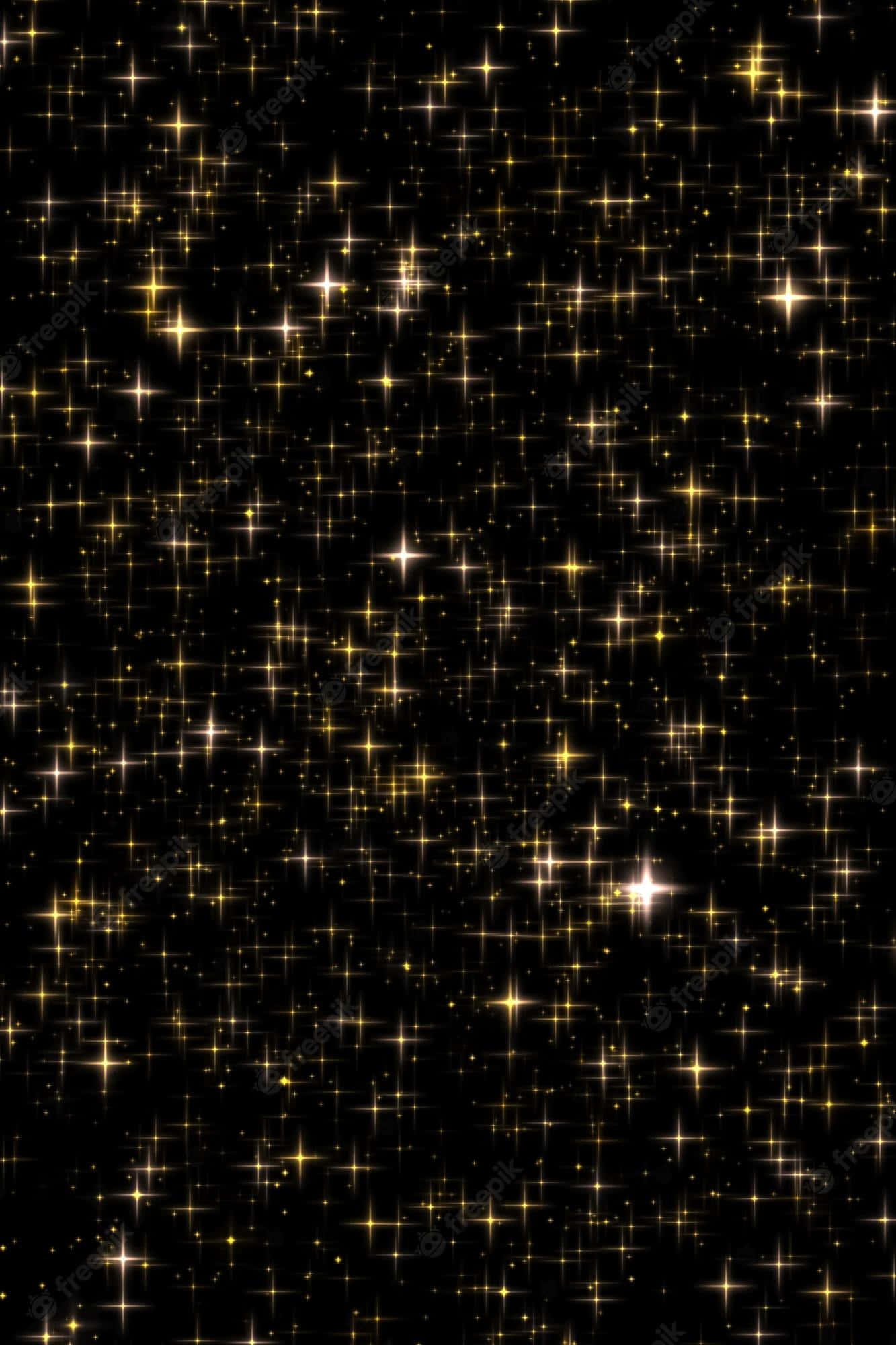 gold stars, black background, celestial pattern, Full HD Phone Wallpaper
