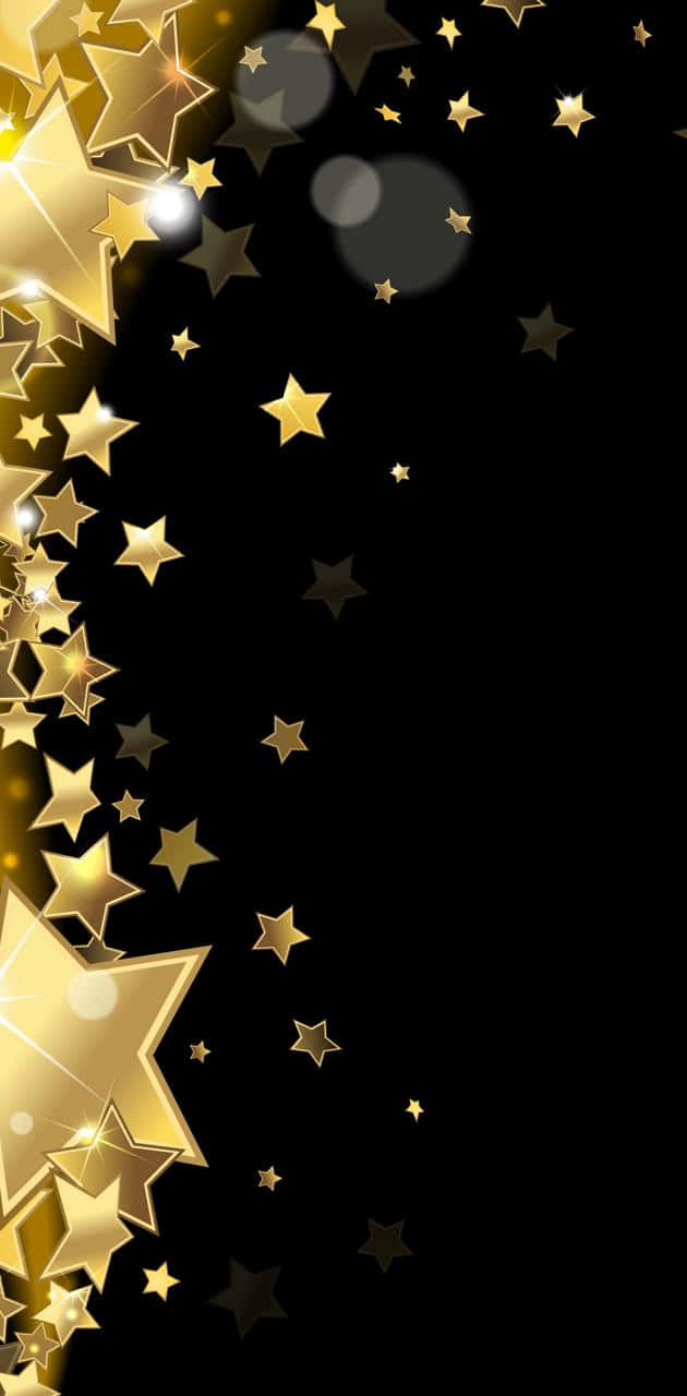 gold stars, deep black background, soft lens flares, HD Phone Wallpaper