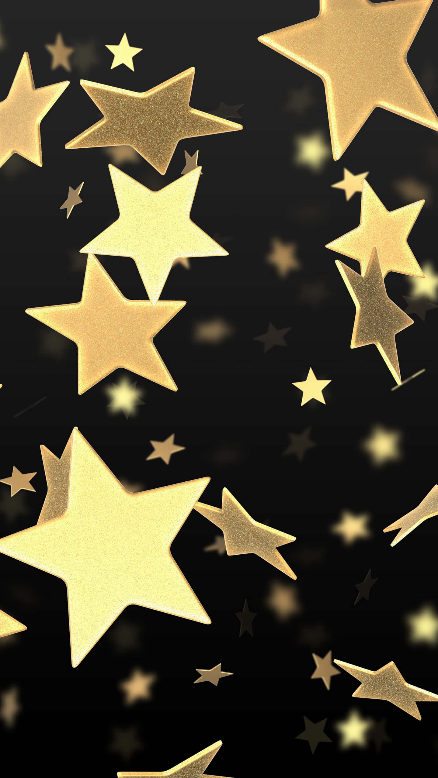 Gold Stars, golden stars, deep black background, 2K Phone Wallpaper