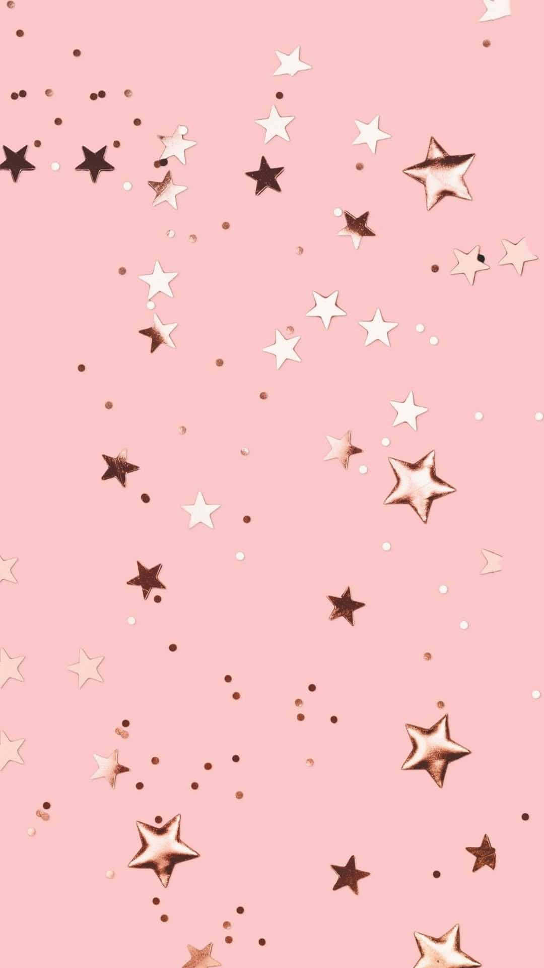 rose gold stars, pastel background, soft pink background, Full HD Phone Wallpaper