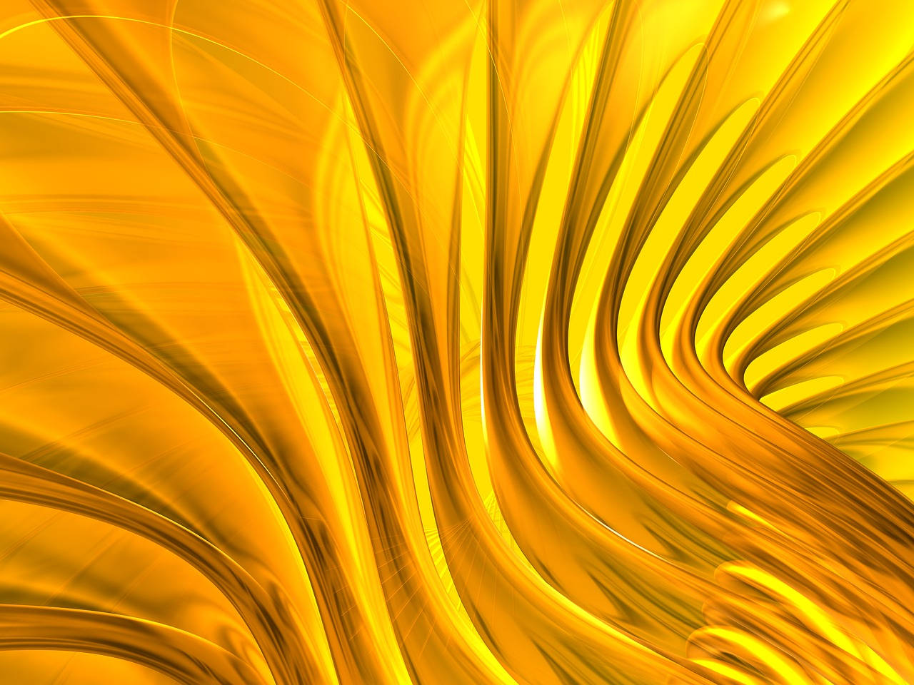 ornate design, gold background, vibrant golden ribbons, HD Desktop Wallpaper