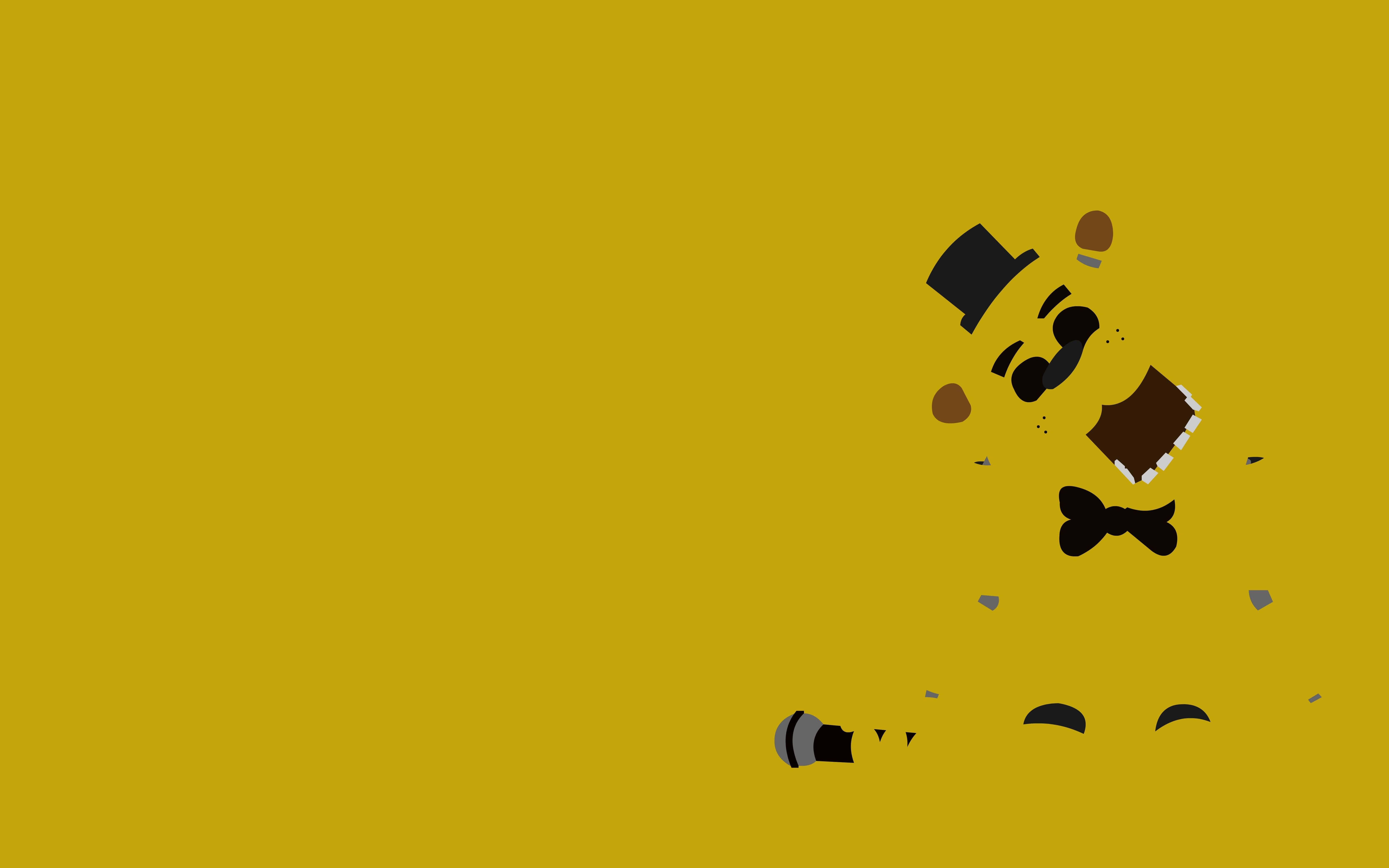 Golden Freddy, black top hat, bowtie, 5K Desktop Wallpaper