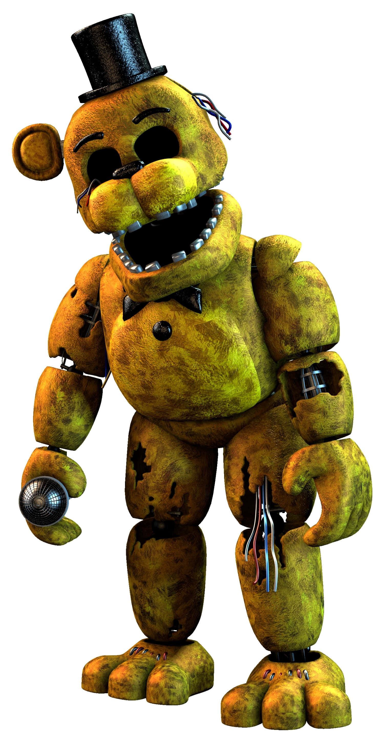 Golden Freddy, yellow animatronic bear, top hat, 2K Phone Wallpaper