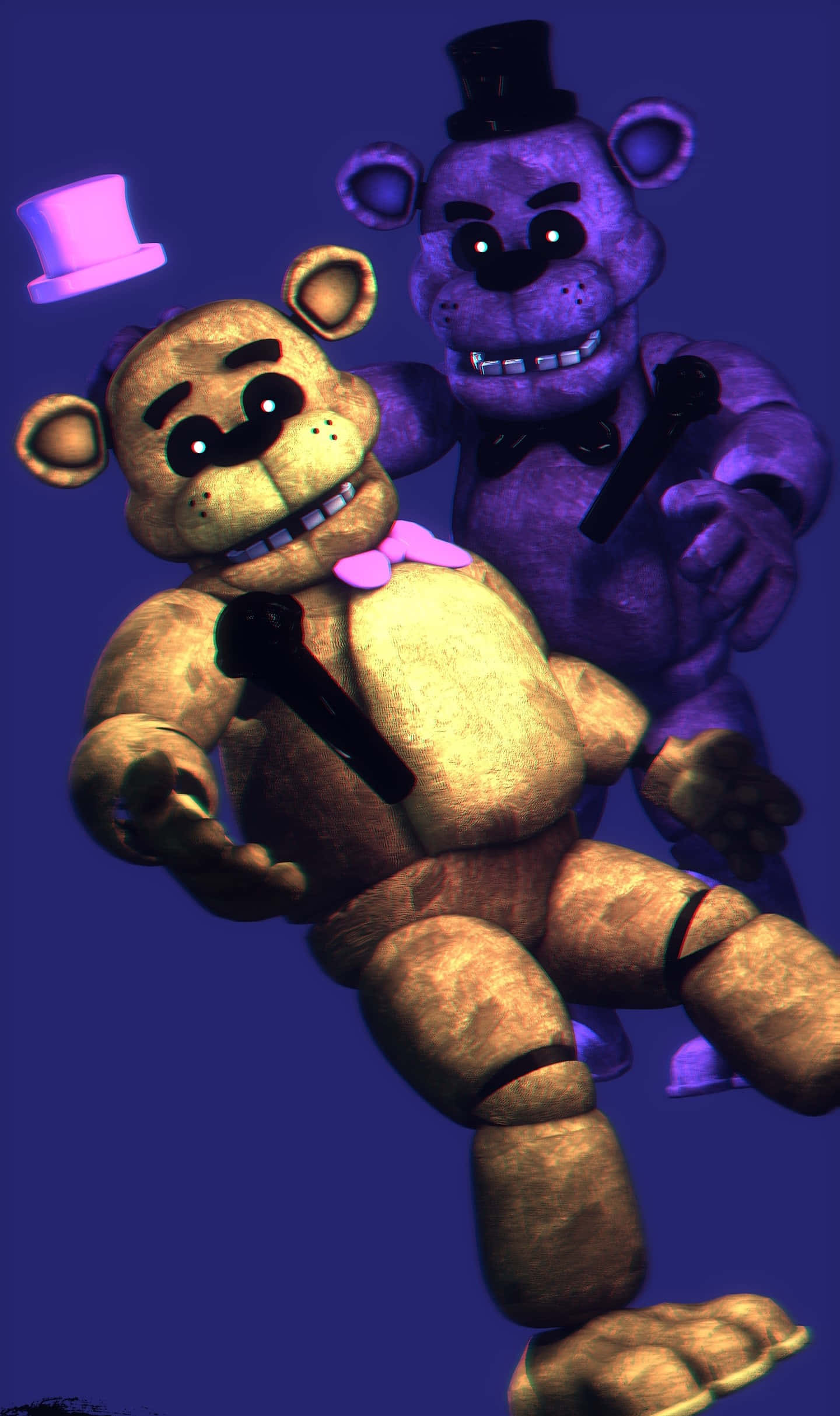 Golden Freddy, animatronic bears, glowing eyes, Full HD Phone Wallpaper
