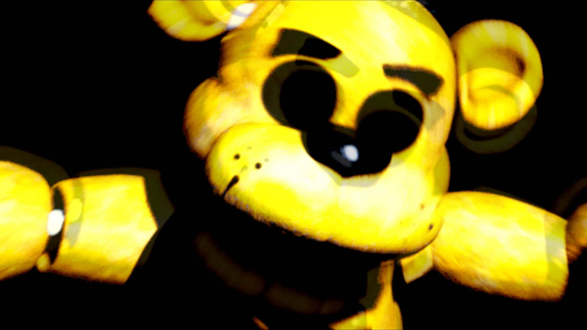 Golden Freddy, yellow animatronic bear, glowing eyes, Full HD Desktop Wallpaper