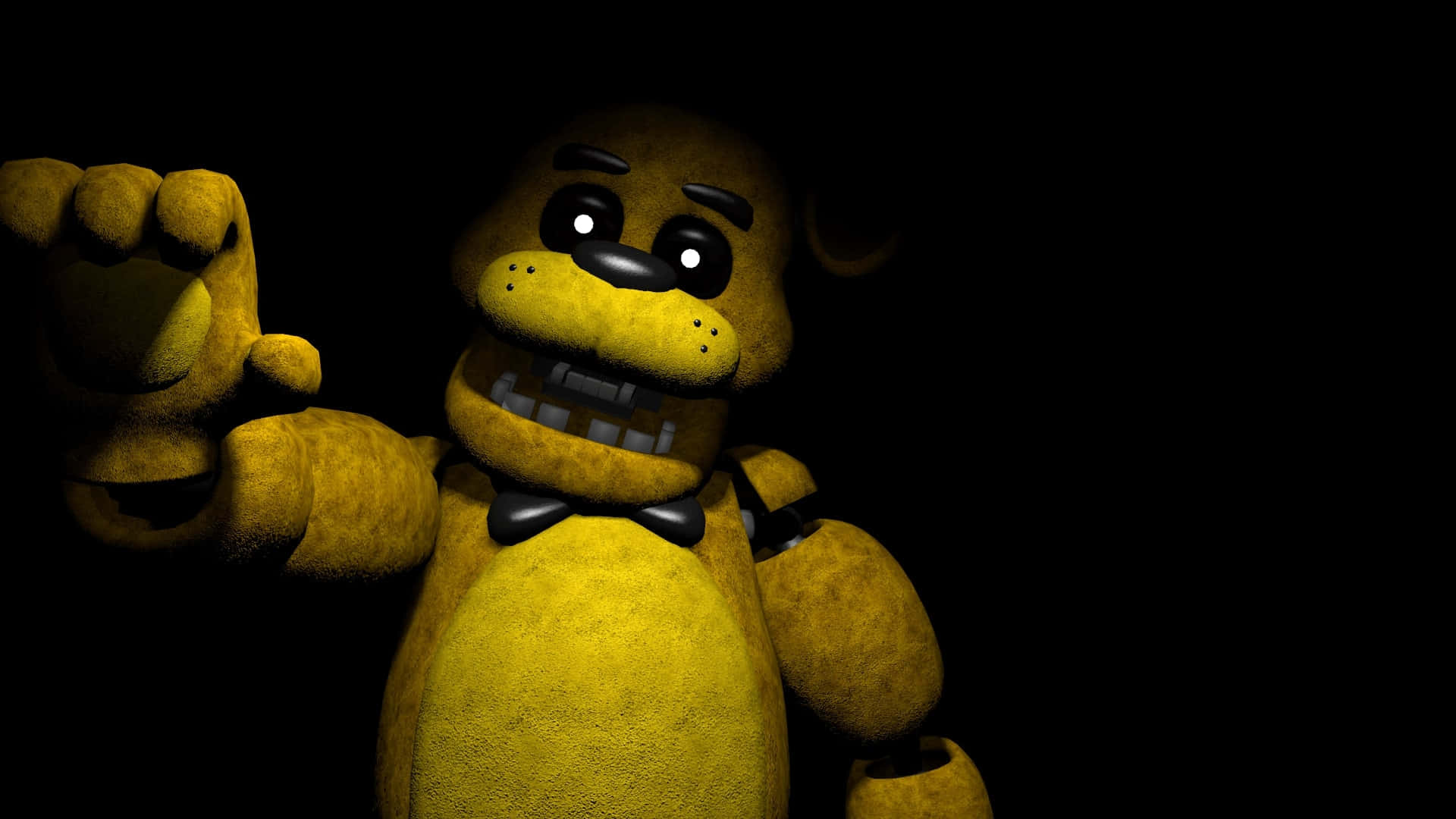 Golden Freddy, yellow animatronic bear, glowing eyes, Full HD Desktop Wallpaper