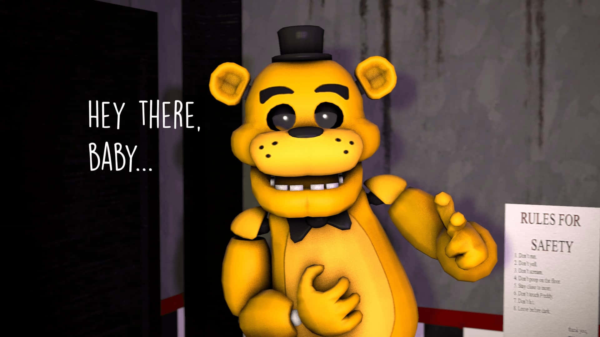 Golden Freddy, yellow animatronic bear, top hat, Full HD Desktop Wallpaper