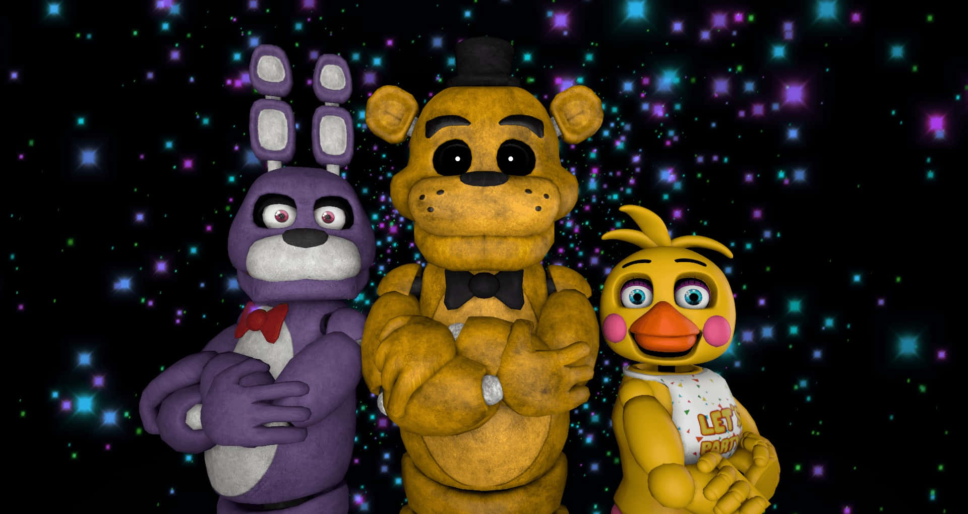 Golden Freddy, animatronic characters, cosmic background, Full HD Desktop Wallpaper