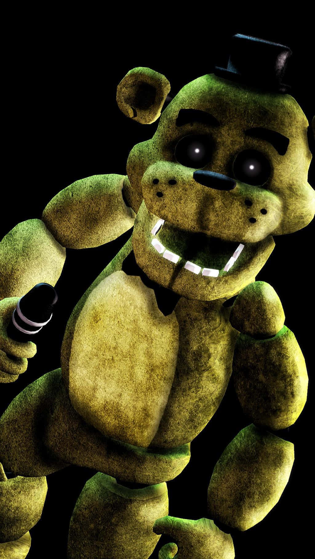 Golden Freddy, green animatronic bear, glowing eyes, HD Phone Wallpaper