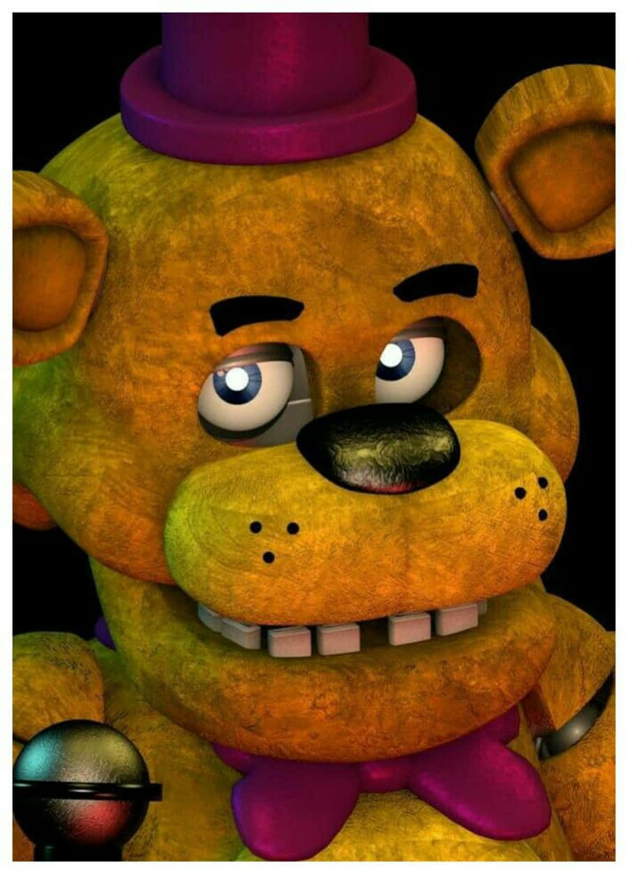 Golden Freddy, yellow animatronic bear, purple top hat, SD Phone Wallpaper