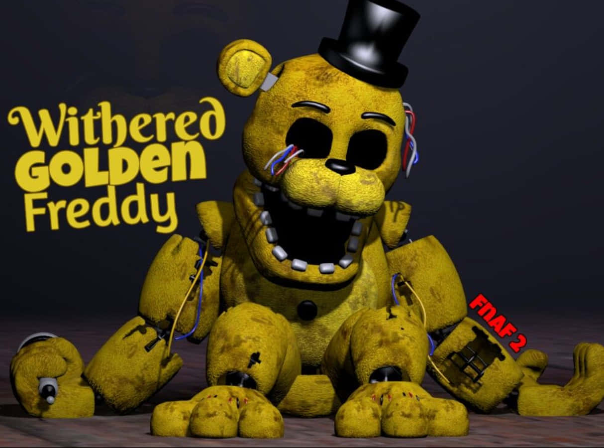 Golden Freddy, yellow animatronic bear, exposed wires, SD Desktop Wallpaper
