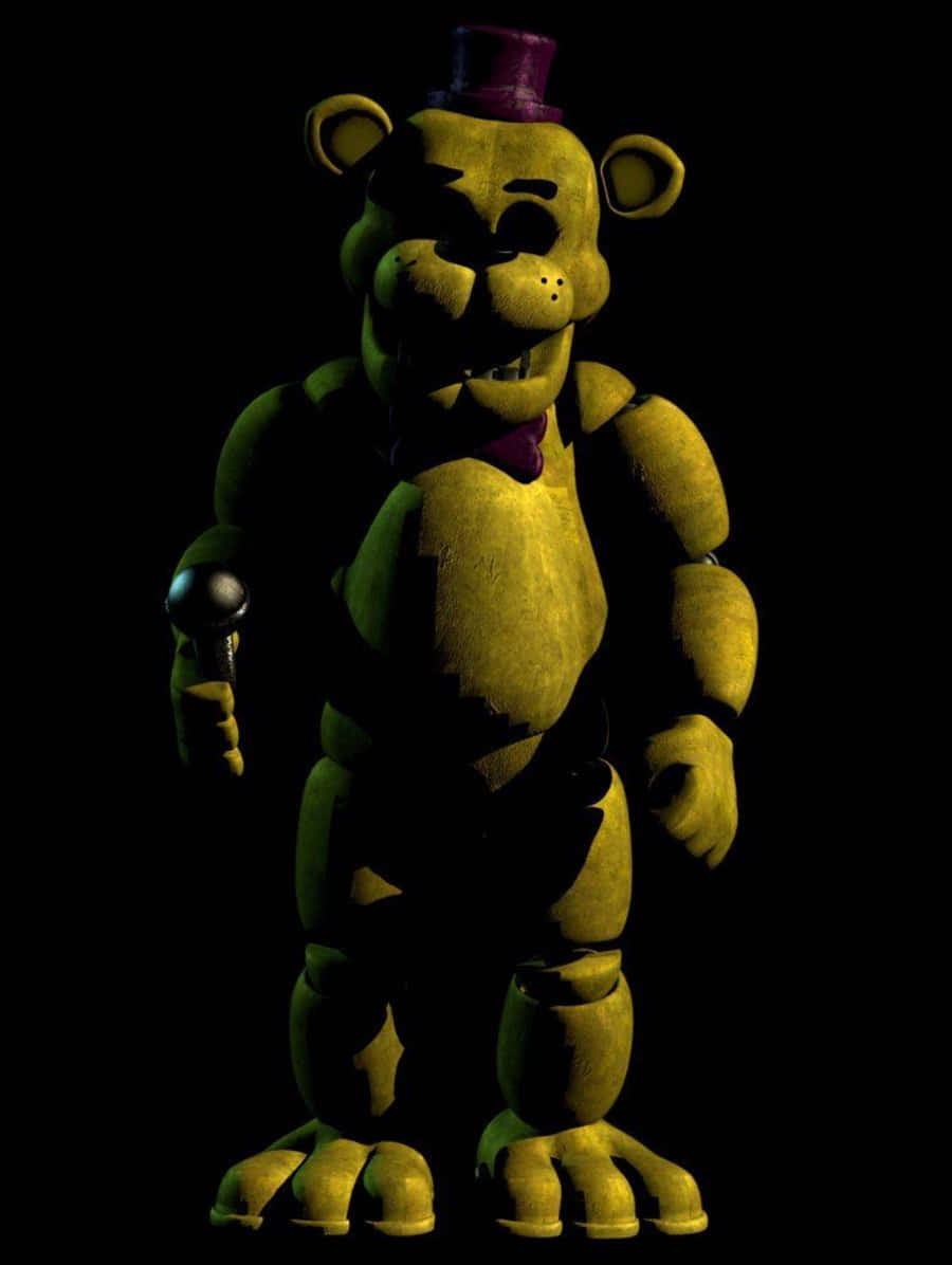 Golden Freddy, yellow animatronic bear, purple top hat, SD Phone Wallpaper
